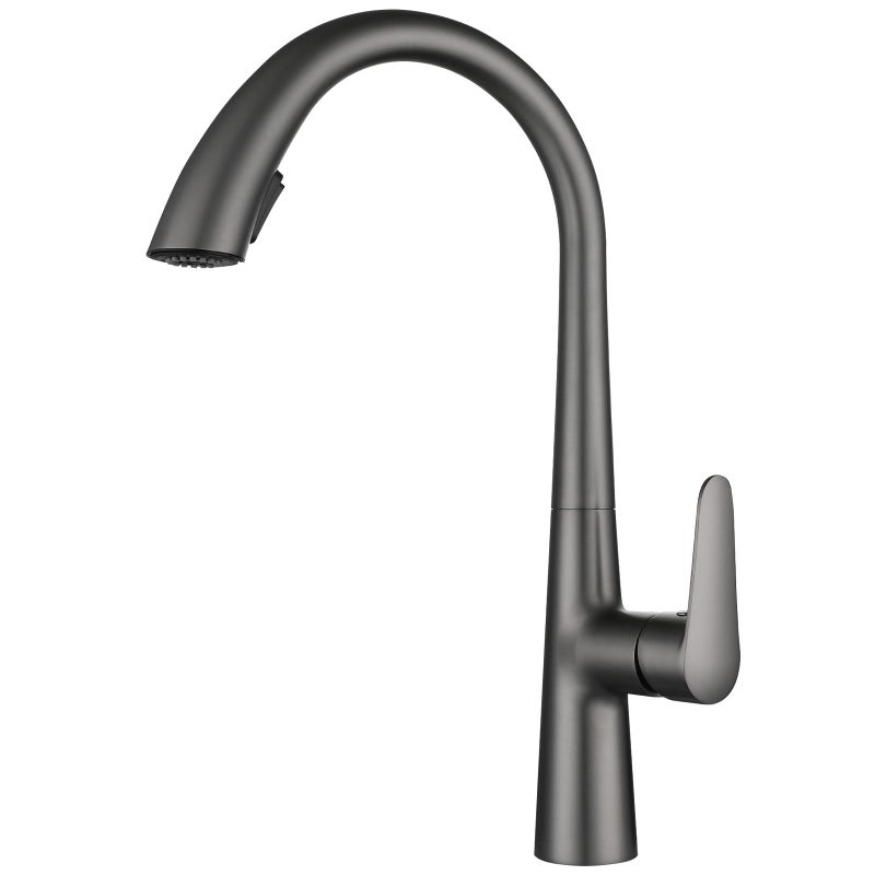 Bateria Kuchenna Szara z Wyciąganą Wylewką 360° - Kran Kuchenny Ze Stali Nierdzewnej 2 Tryby Rozpylania - Nowoczesna Bateria Kuchenna