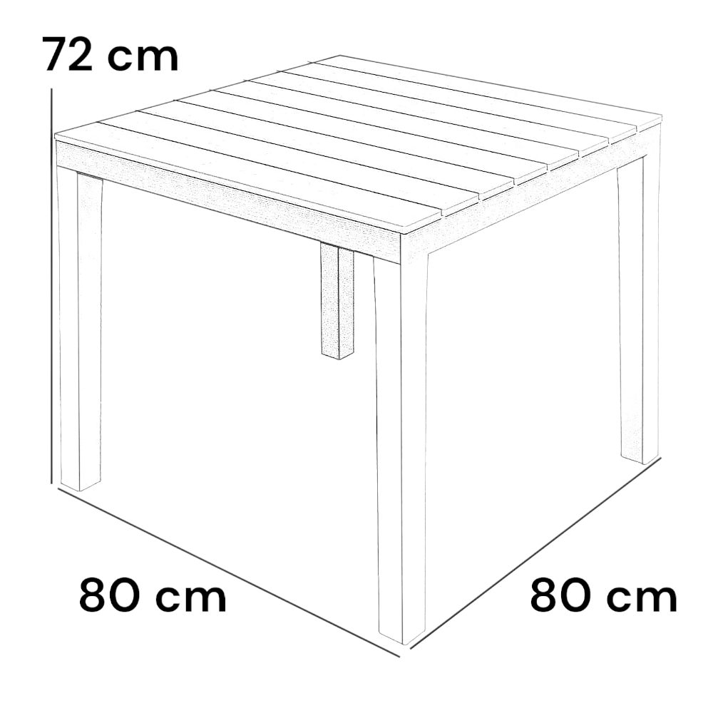 Table carrée 80x80 cm en résine blanche avec effet lattes de bois Bali - 5