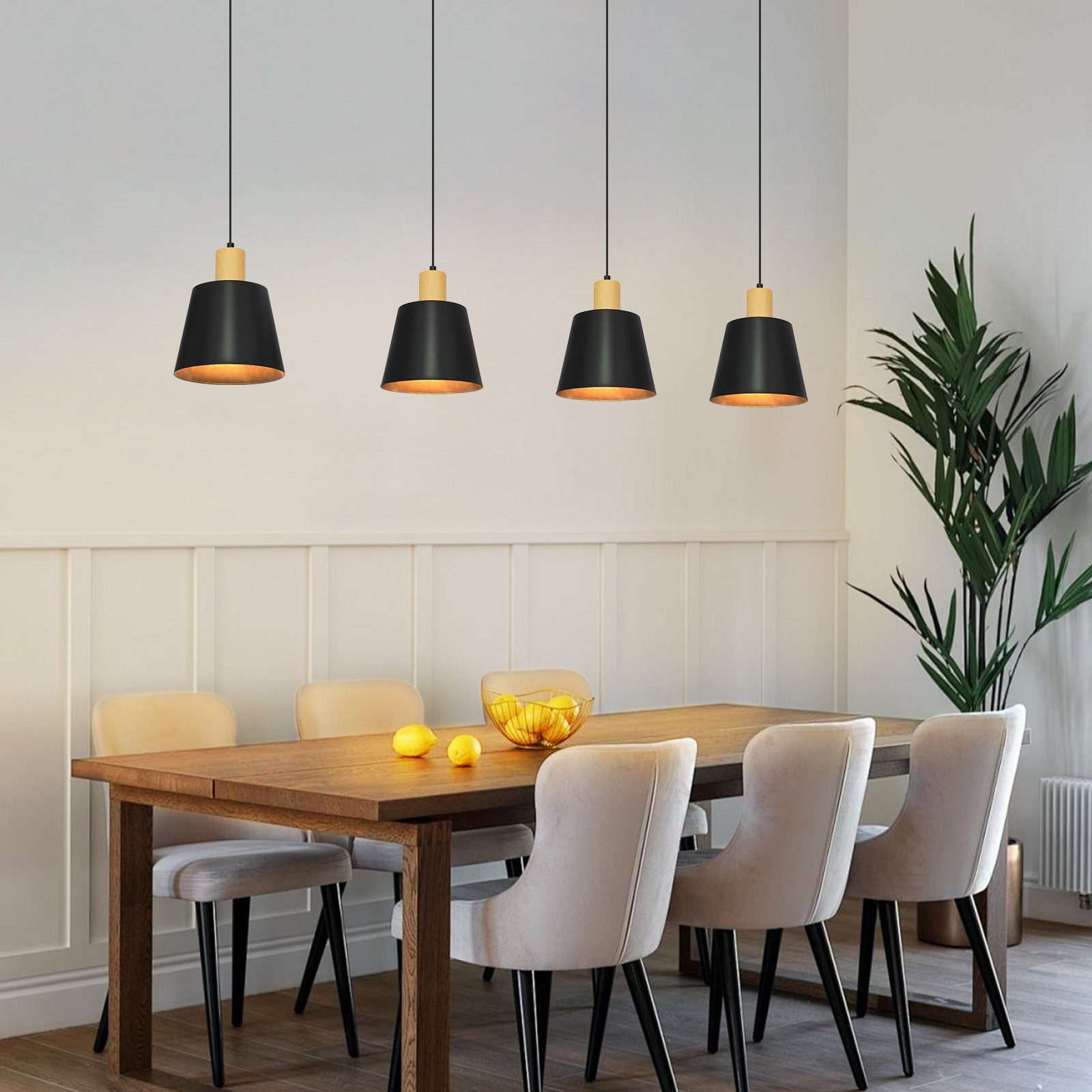 ZMH Lámpara colgante de comedor 1 llama 2 x Lámpara colgante industrial de metal negro - 5