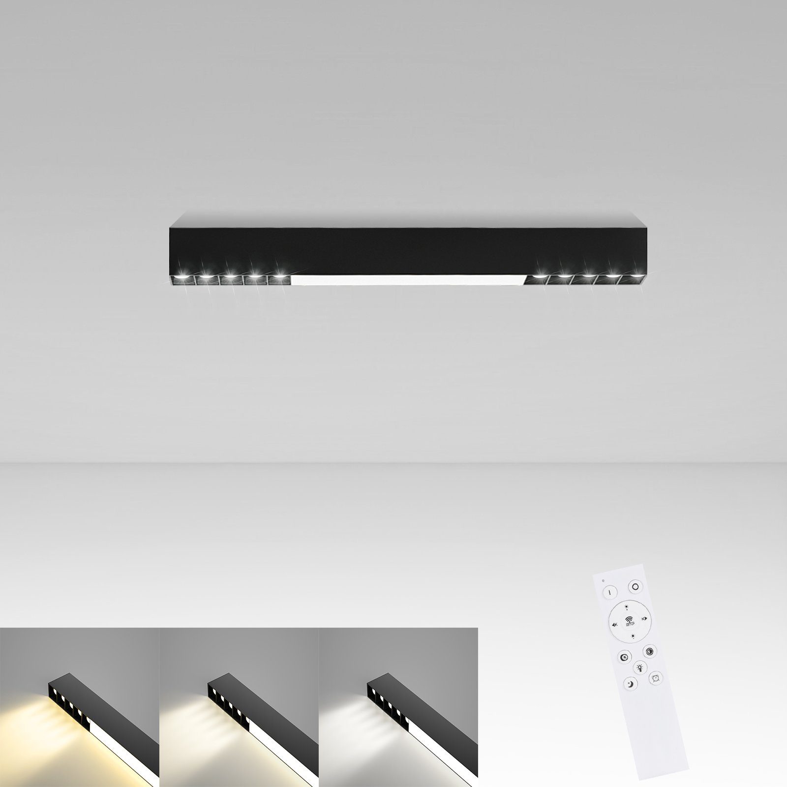 ZMH Nowoczesna lampa sufitowa LED 53cm 80cm 107cm do sypialni i gabinetu