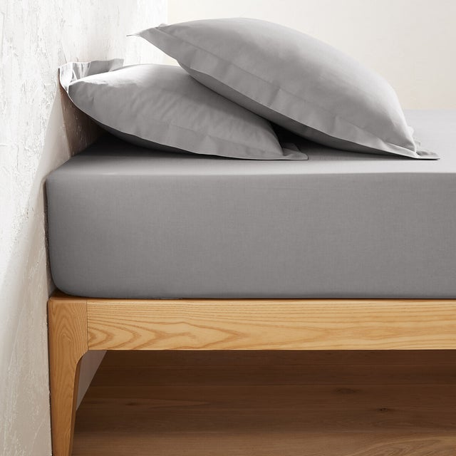 Drap housse en coton bonnet 25 cm, Scenario - Gris anthracite - 140 x 200 cm