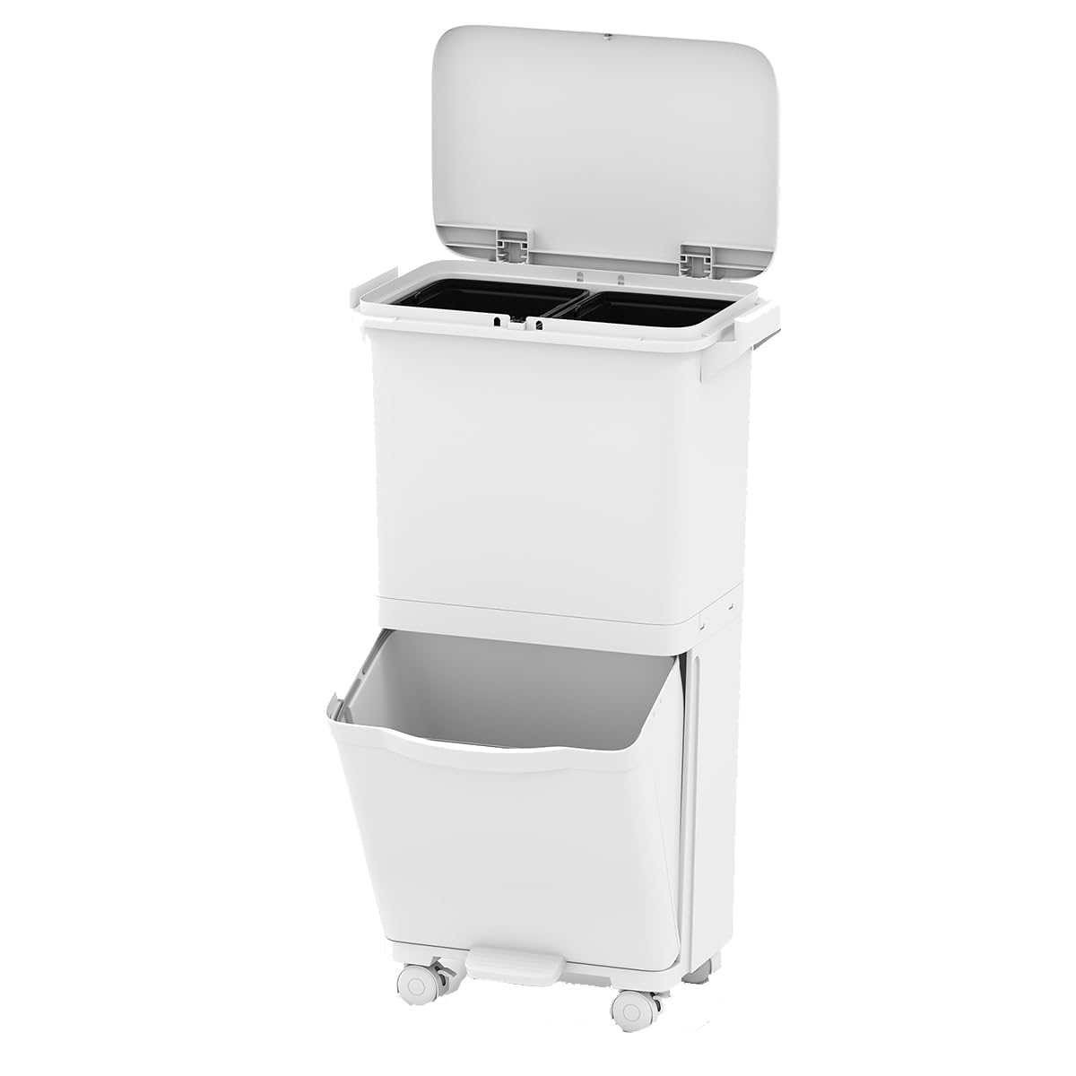 SUSTANIA Set 3 Bidoni Spazzatura Cucina 30L - Raccolta Differenziata Con Coperchi Colorati, Made In EU