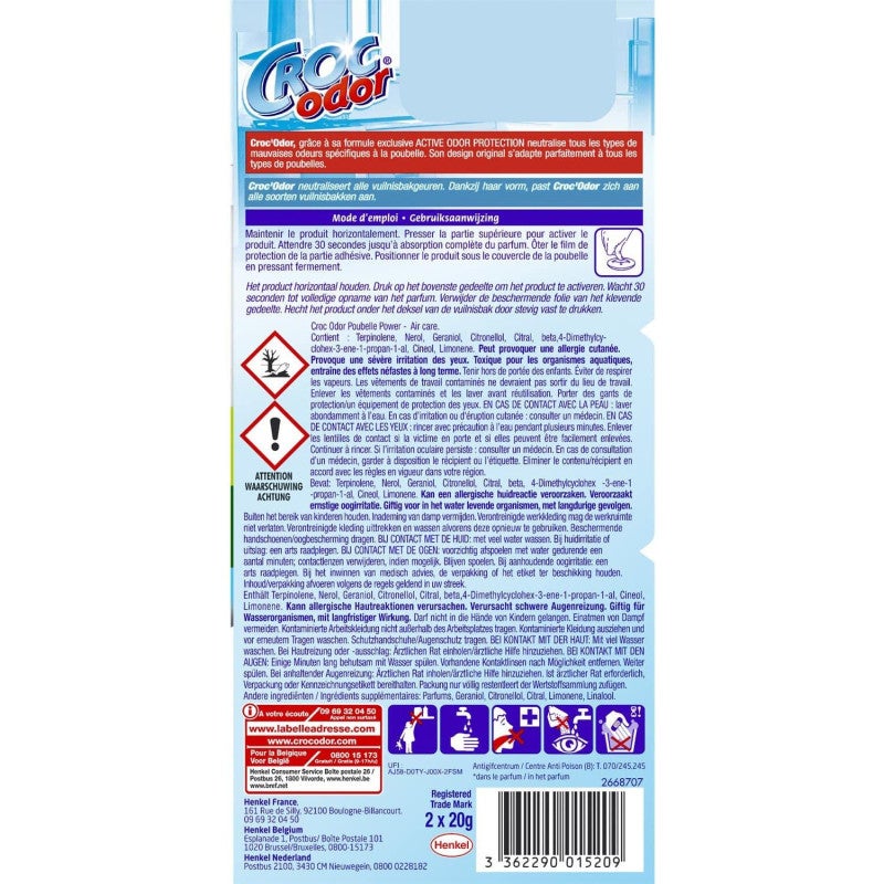 Désodorisant pour poubelle - Fraîcheur citron - 2 pièces - Croc Odor - 2