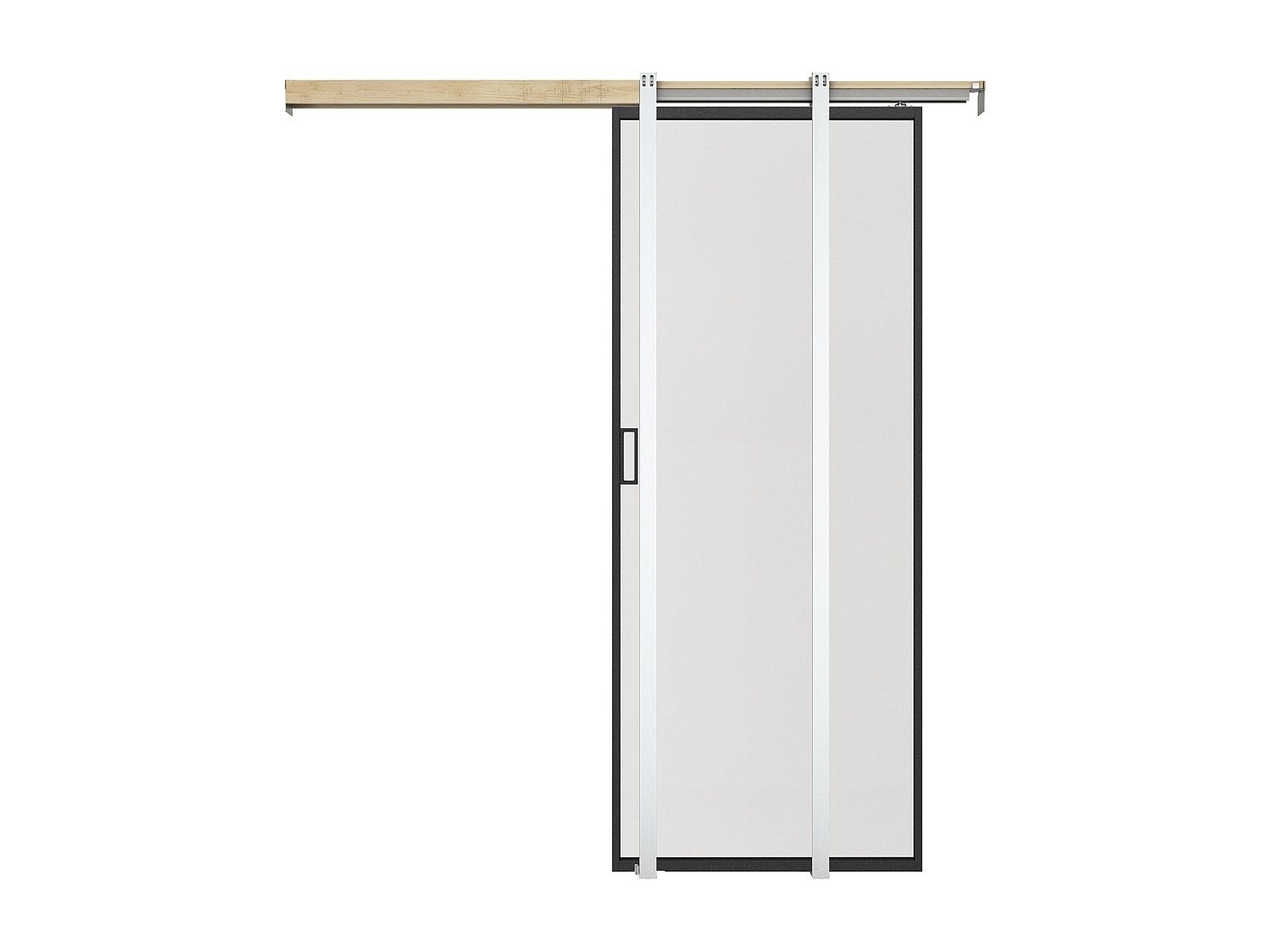 Porta scorrevole con sistema a incasso H205 x L83 cm Alluminio e Vetro temperato smerigliato - LINCI II - 3