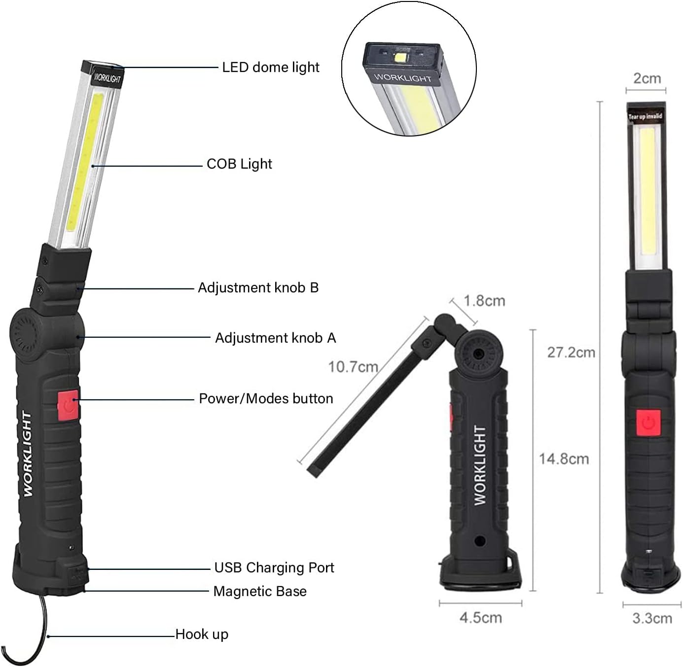 Torcia ricaricabile, luce da officina con base magnetica, adatta per auto, campeggio e illuminazione di emergenza. | Leroy Merlin