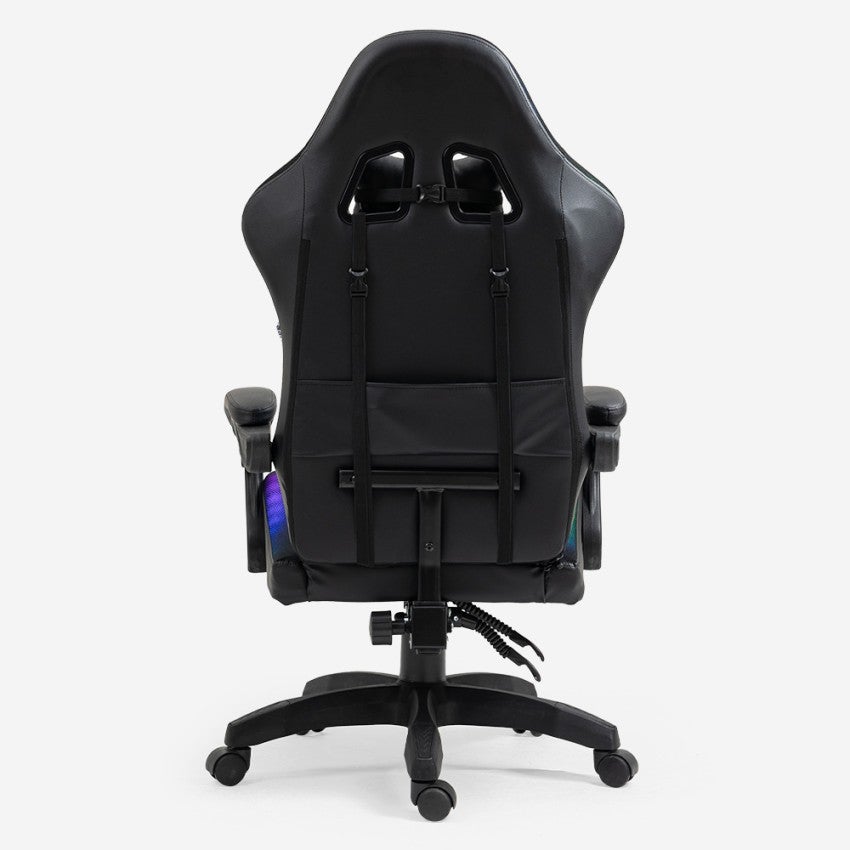 Ranqer Halo RGB - Chaise gamer - Chaise gaming - Noir - avec lumière LED - Dossier et