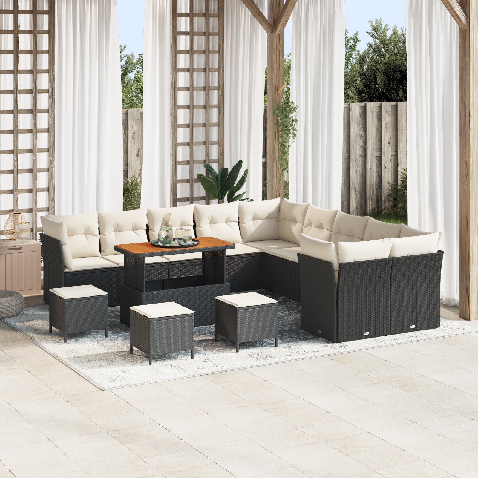 Zestaw Sof na Ogród 14 pcs Czarny polirattan vidaXL