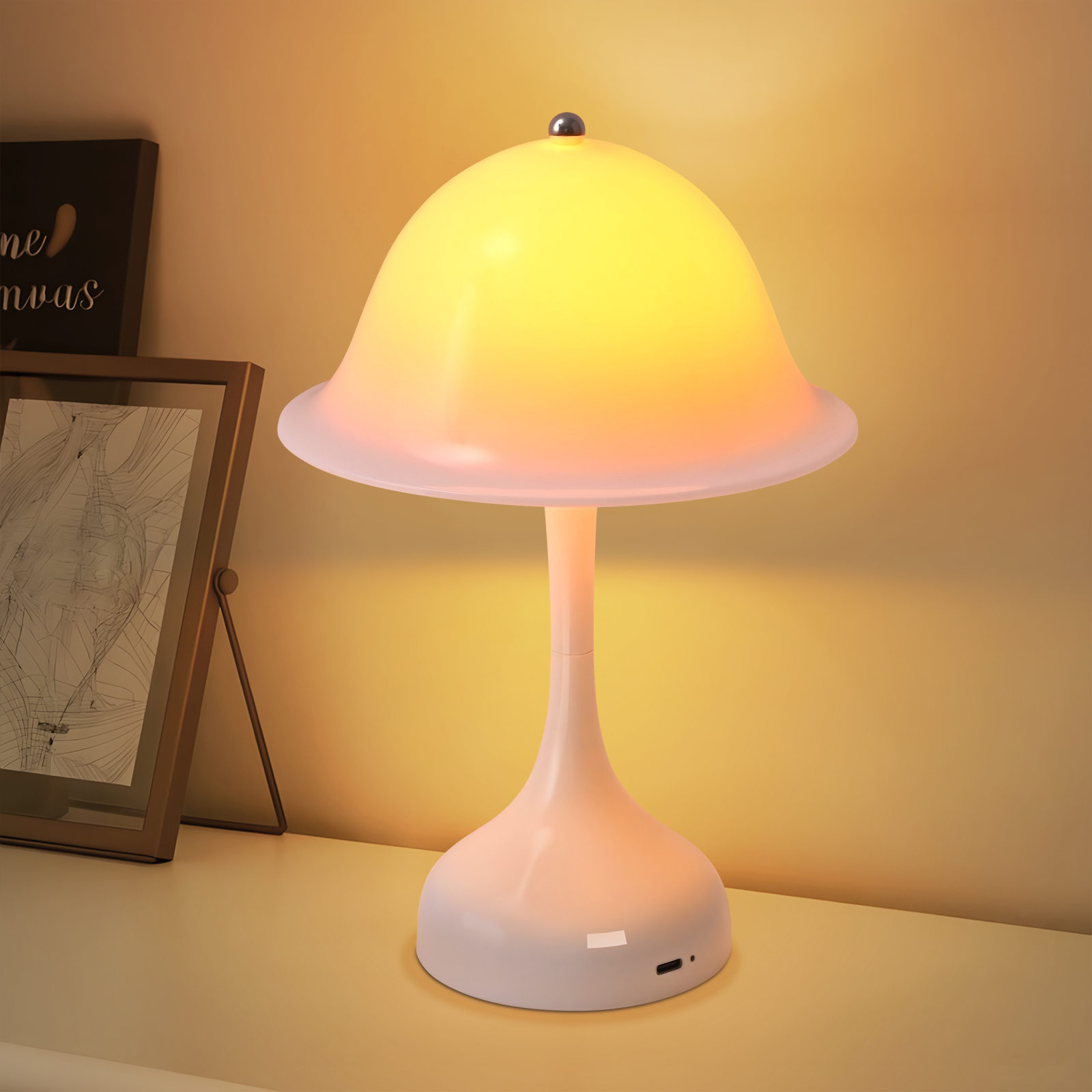 ZMH Lampa stołowa, lampka nocna, LED, ściemnialna, ładowana przez USB, do sypialni - 2