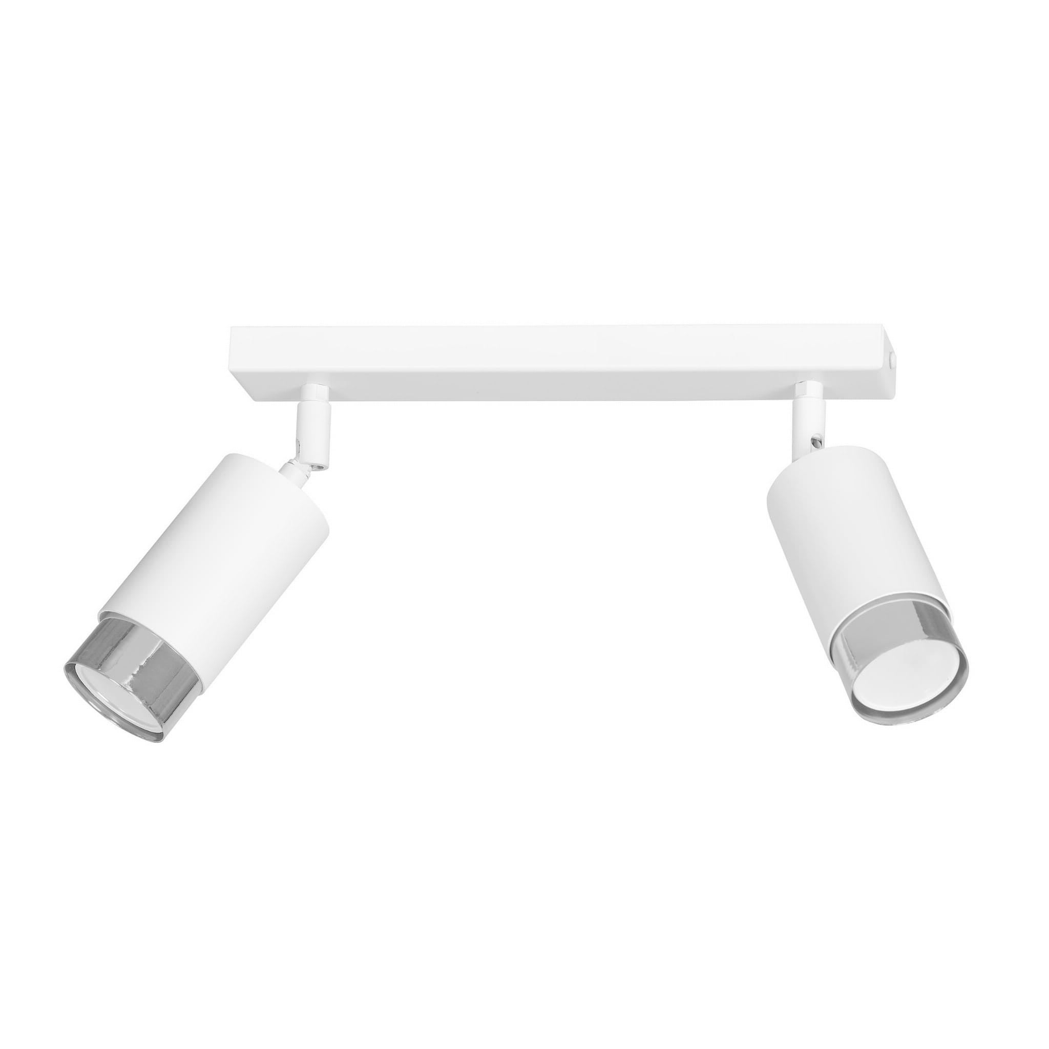 Reflektor sufitowy spot natynkowy Hiro listwa chromowany biały 2xGU10x30W metal Emibig