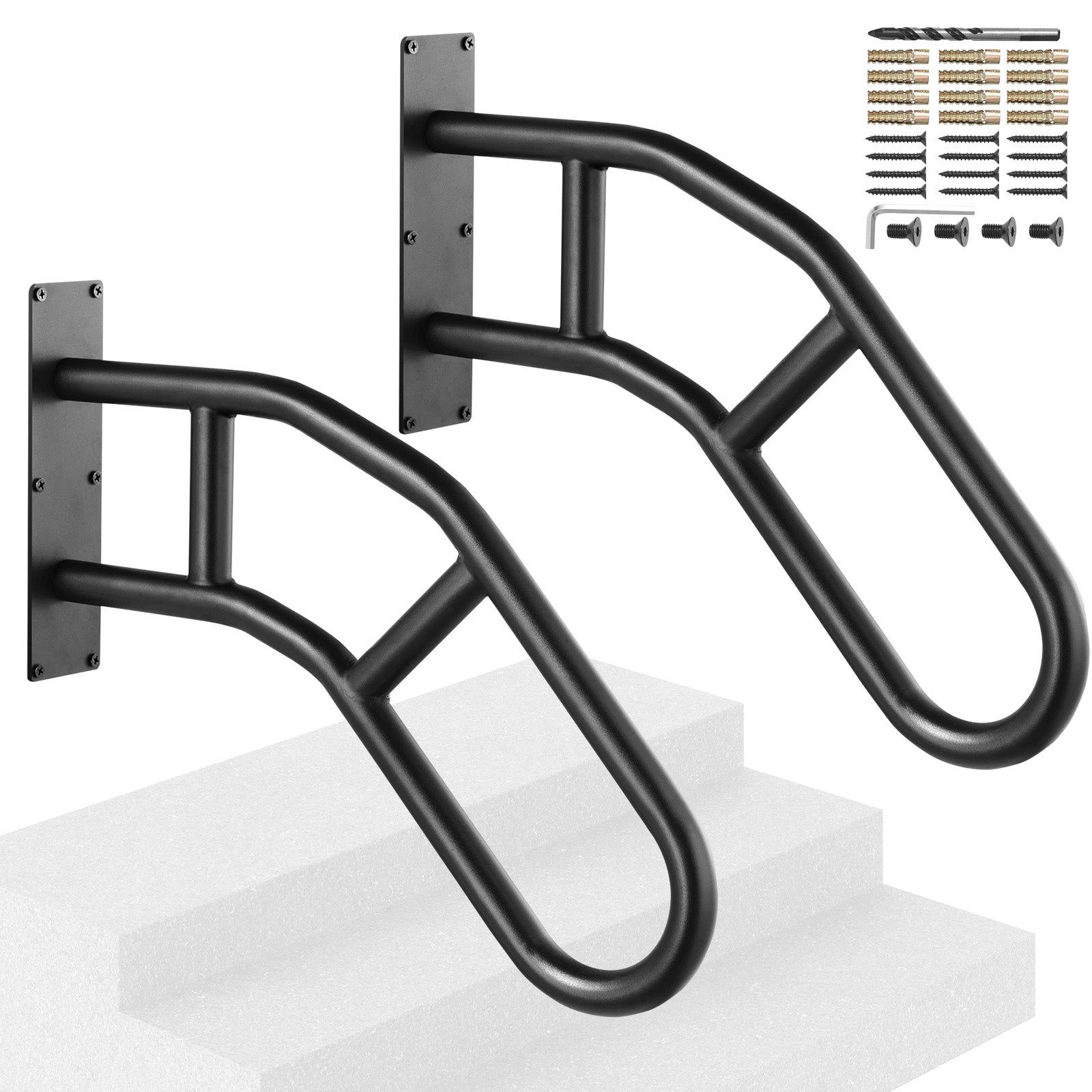 Balustrade pentru scări exterioare VEVOR, lungime de 73 cm, balustrade de siguranță montate pe perete pentru 1 până la 3 trepte
