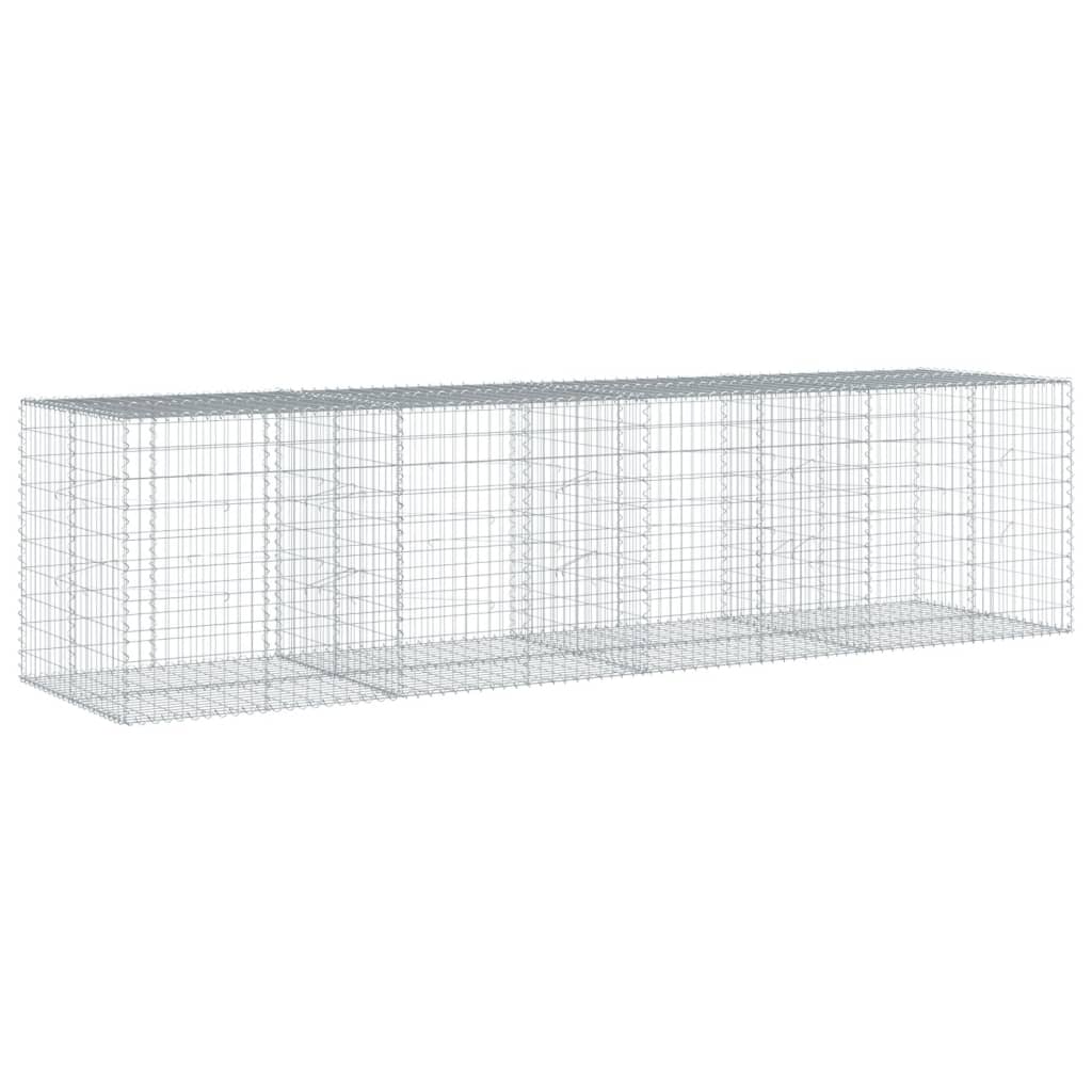 Kosz gabionowy z pokrywą, 400x100x100 cm, galwanizowane żelazo vidaXL