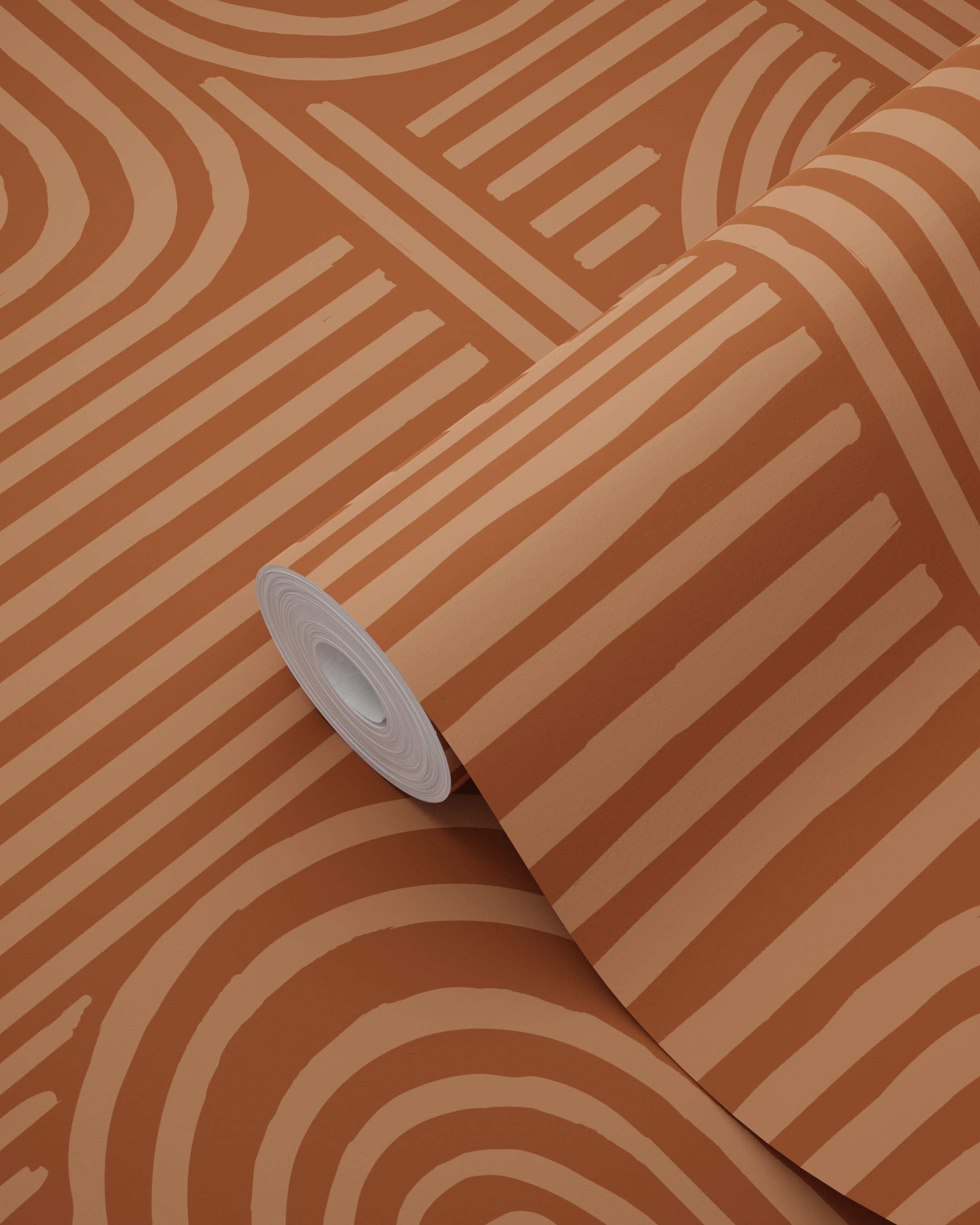 Papier peint graphique 3D terracotta - 53 cm x 10.05 m - ESTAhome - 9