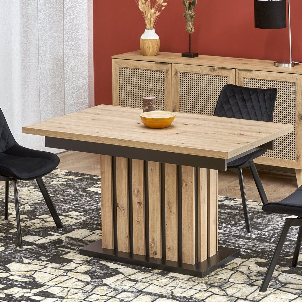 Mso  Mesa De Comedor Extensible Roble Y 130Cm Celso Negro , Leroy Merlin