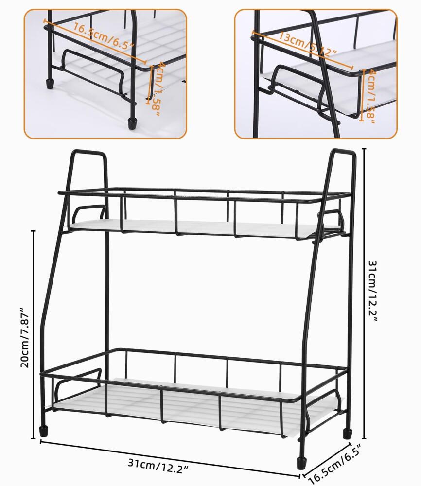 (31x16x31cm) Étagère à épices en métal à double couche, adaptée aux cuisines et salles de bains, étagère de comptoir de cuisine autoportante, étagère - 2