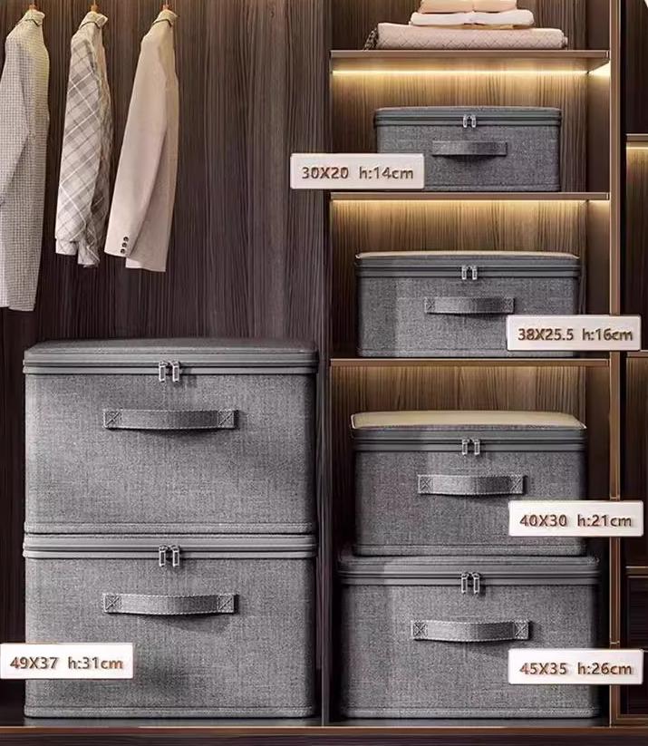 Caixa de arrumação, caixa de arrumação de roupa extra grande, 45 x 35 x 26 cm, caixa de pano dobrável com tampa - 7