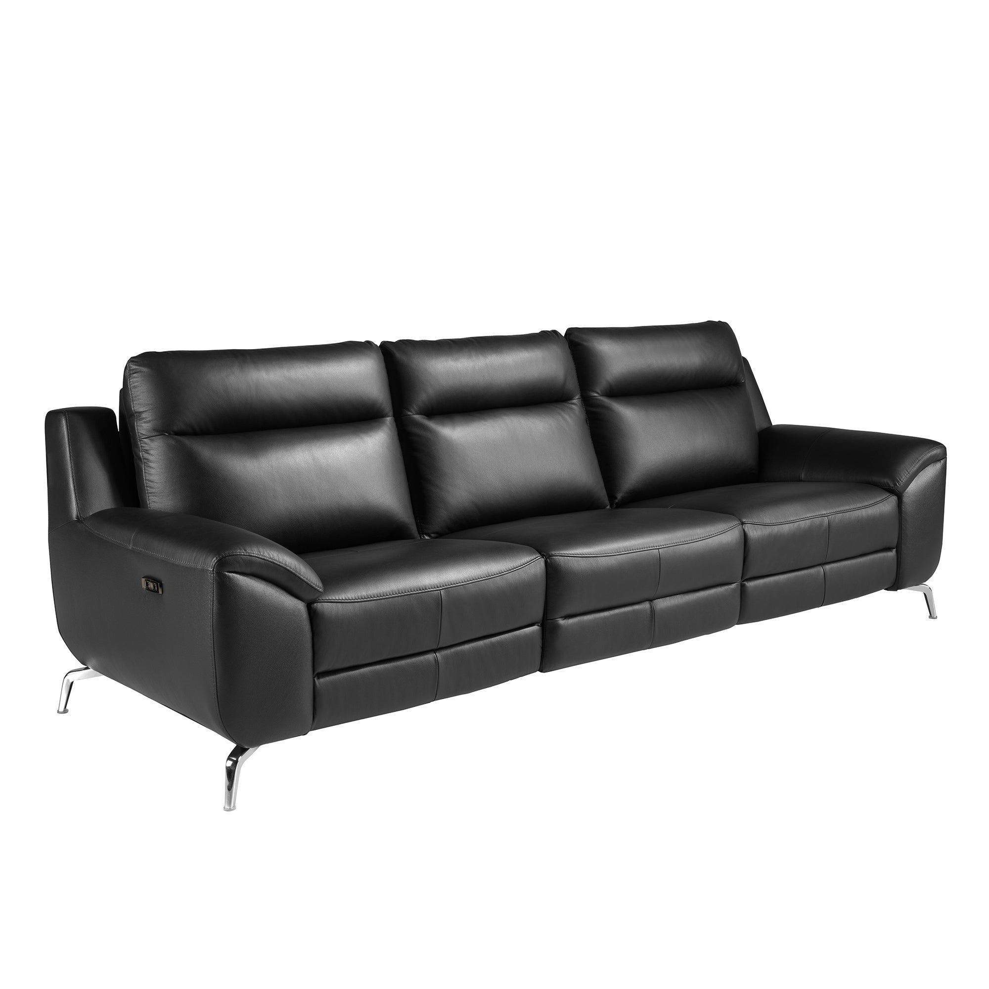 ANGEL CERDA 3-osobowa skórzana sofa relaksacyjna czarna