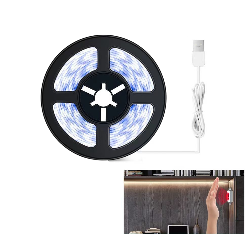 Taśma LED USB z czujnikiem ruchu, oświetlenie piwnicy na wino, oświetlenie akcentujące, samoprzylepna, inteligentna, miękka, 3 metry
