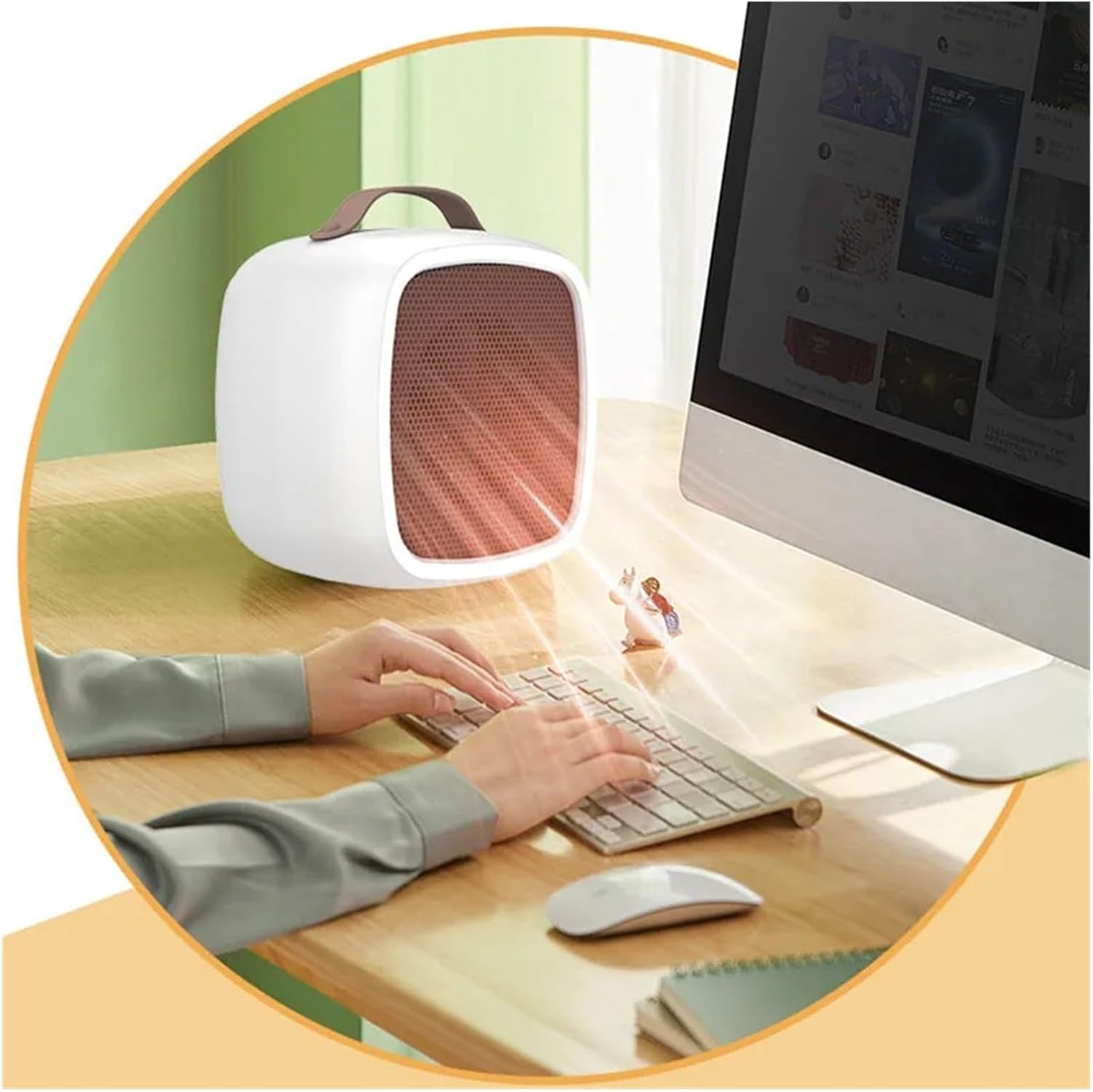 Mini radiateur électrique portable 500 W, puissant, silencieux, pour la maison et le bureau, idéal pour l'hiver (couleur :blanc) - 5