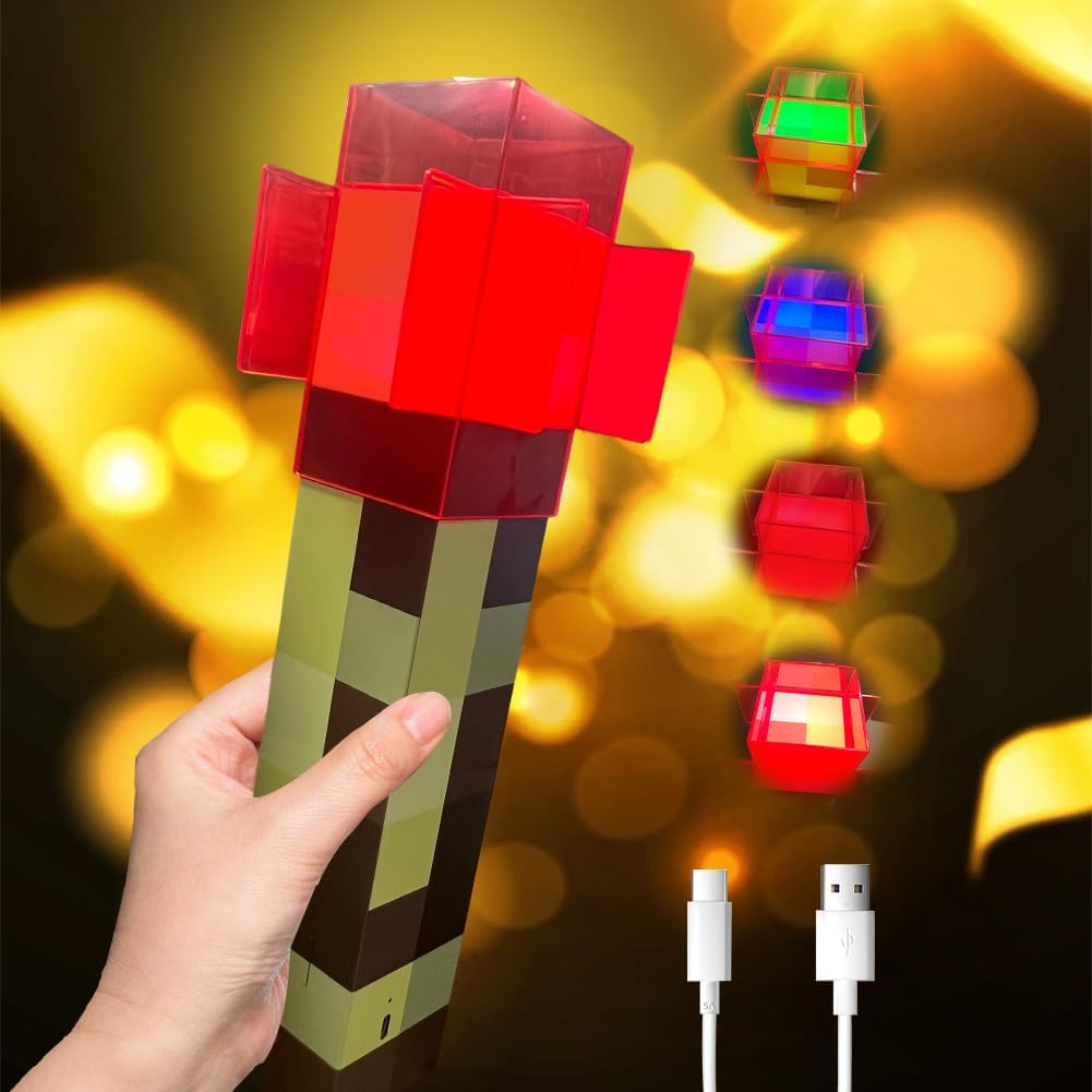 Latarka 4-kolorowa, ładowana przez USB, LED, przenośna lub ścienna lampka nocna, 31 cm
