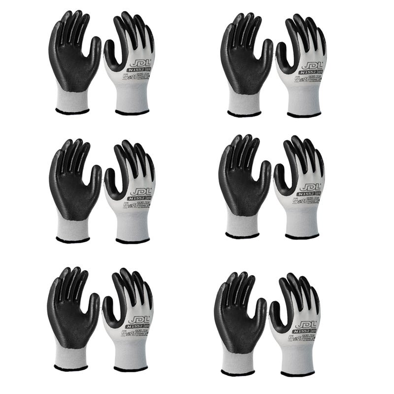 Guanti Da Lavoro OX-Poliur In Poliestere - Confezione Da 12 Pezzi, Nero, Taglia L/9 - Foto 2