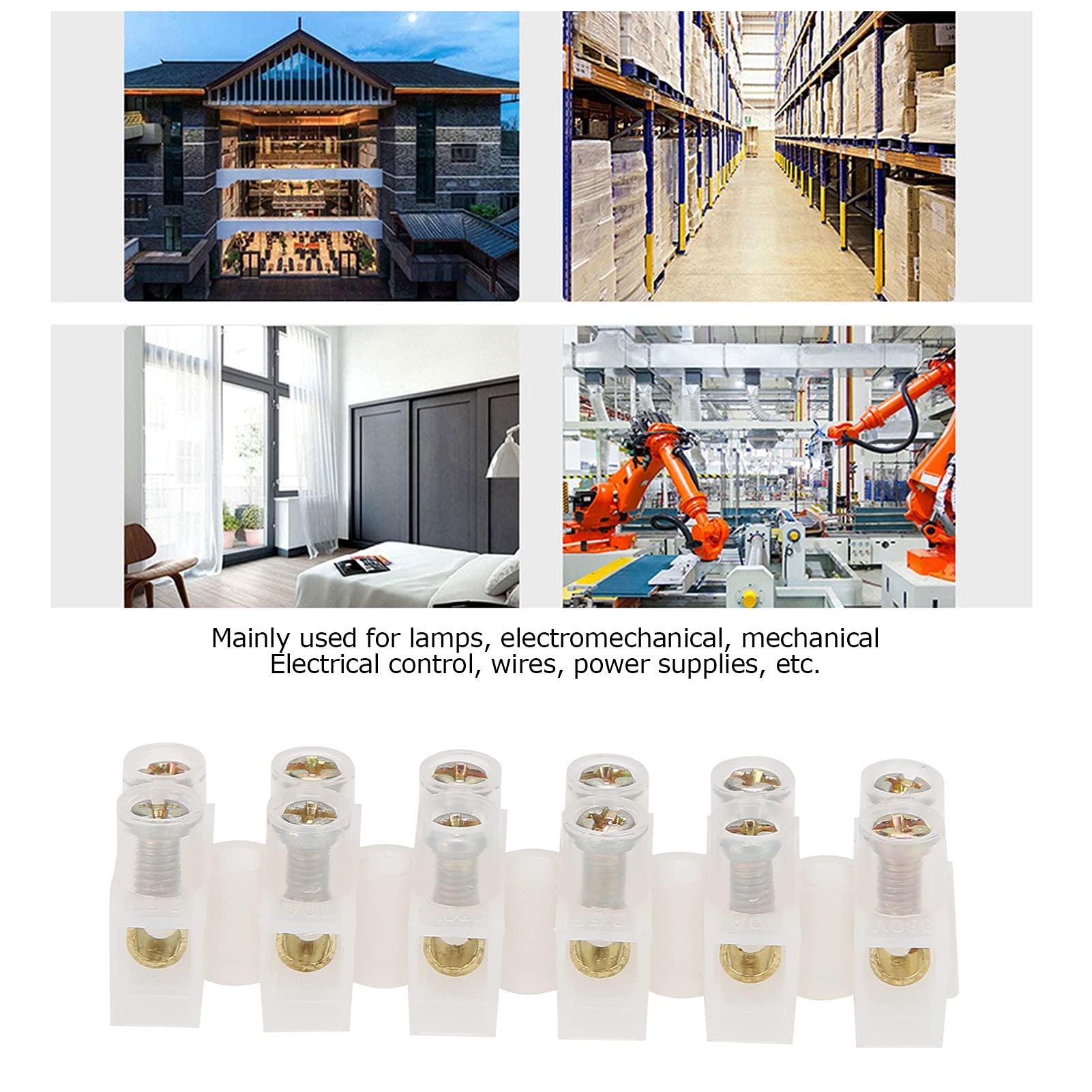 20 pezzi morsettiera striscia ignifuga passante connettore filo 10A forniture industriali (sei in sei out) - 9