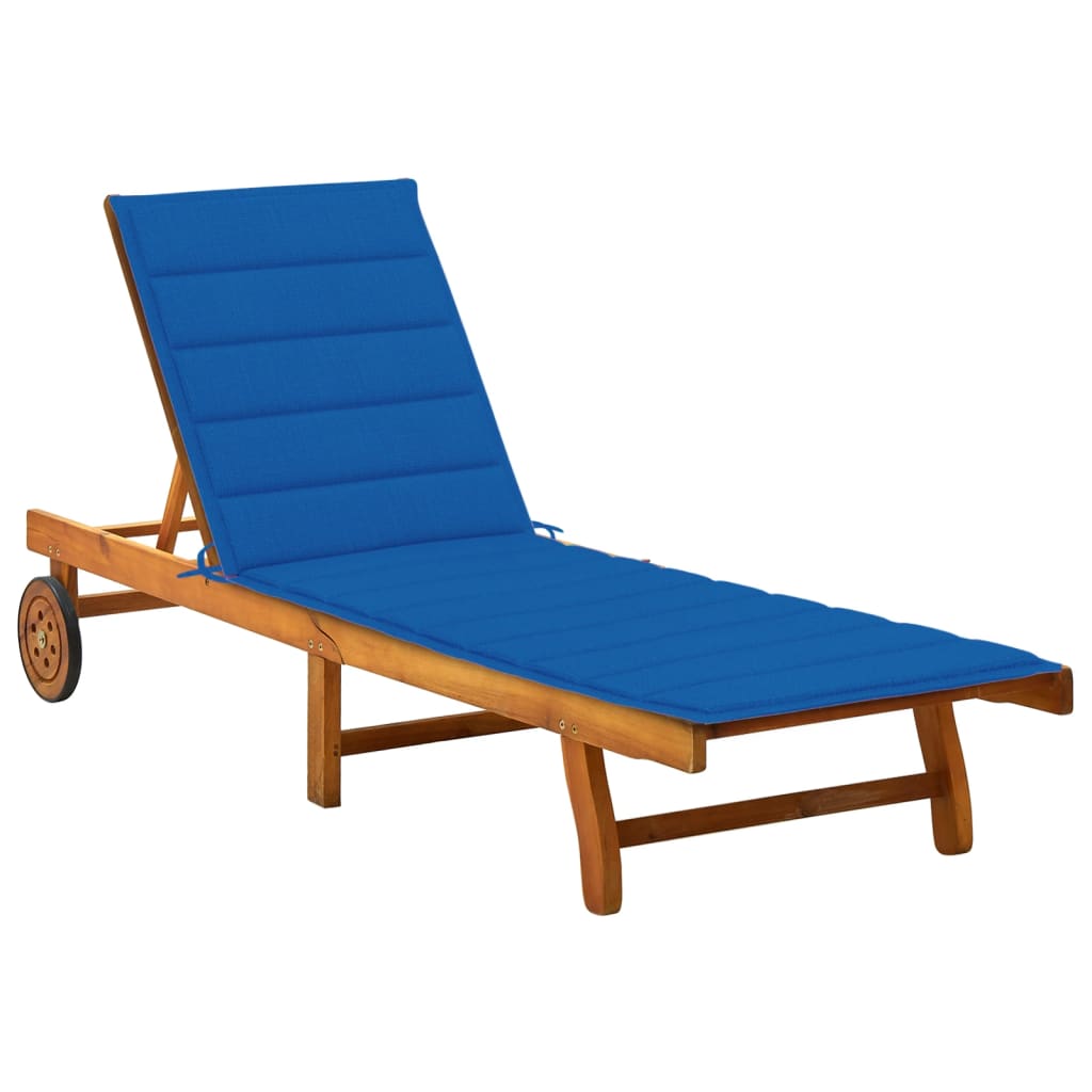 Lettino Prendisole da Giardino | Sedia a Sdraio | Chaise Longue con Cuscino Massello di Acacia CFW601148 - 2