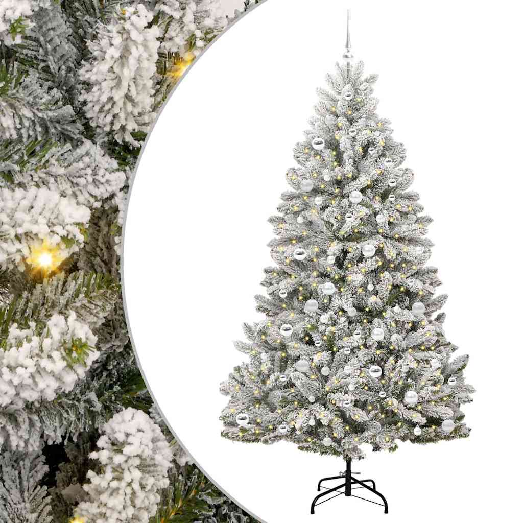 Sztuczna choinka Zielony i Biały 210 cm PVC i Metal