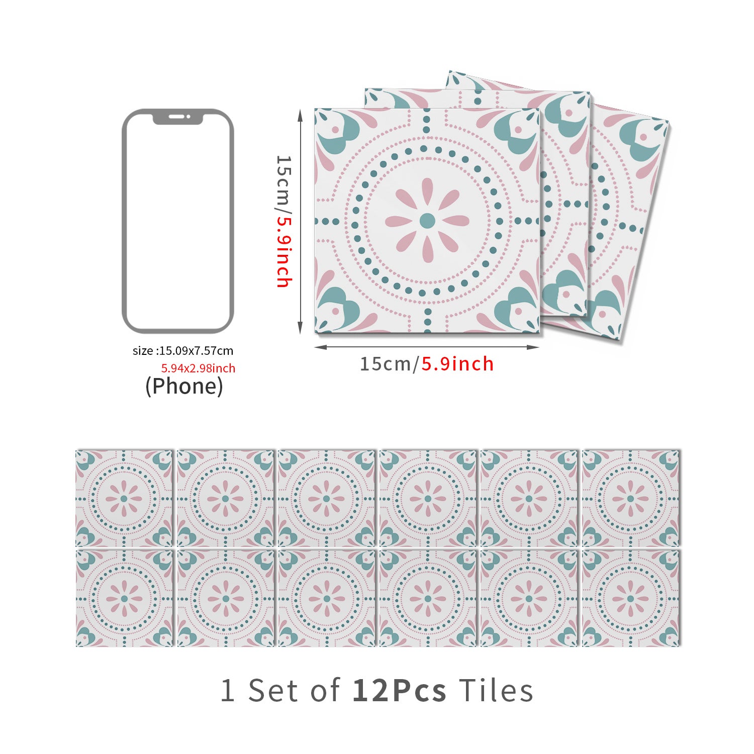 Lot de 12 panneaux muraux 3D autocollants, Crédence adhésive, Autocollants décoratifs, Imperméables et résistants à la chaleur, 15 cm x 15 cm - 4