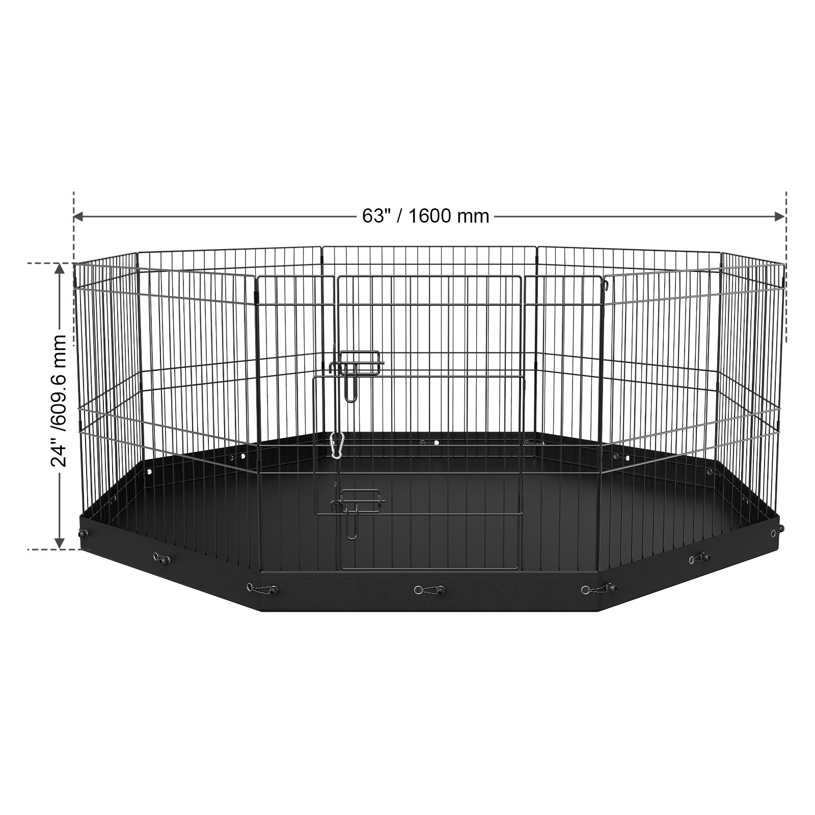 Valla para perros,paquete de SucceBuy 8,valla metálica plegable de 61 cm con almohadilla inferior y estacas,ideal para acampar y para el jardín - 2