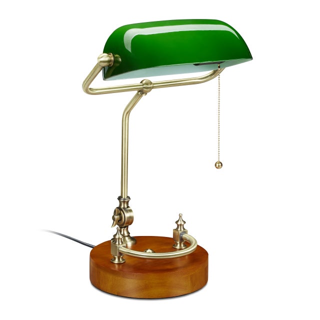 Lampe de bureau de banquier vintage en laiton | lampe