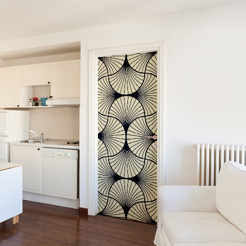 Pegatina de la puerta, ventiladores blancos y azules para puertas, 204 cm x 83 cm