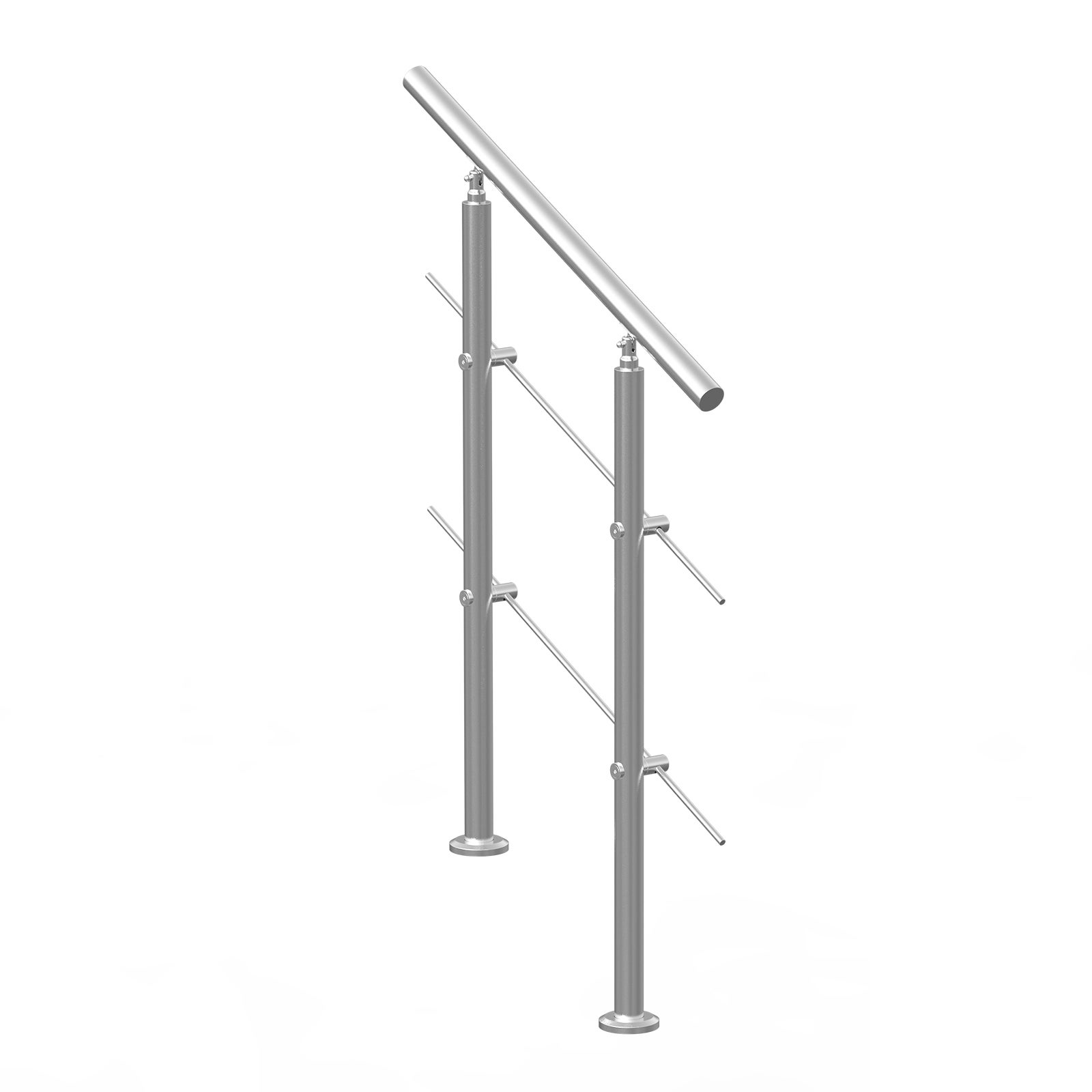 Rampe d'Escalier VEVOR 80 cm Main Courante Extérieure en Acier Inox 201 2 Barres Angle 0-45° pour Marches Porche Terrasse - 9