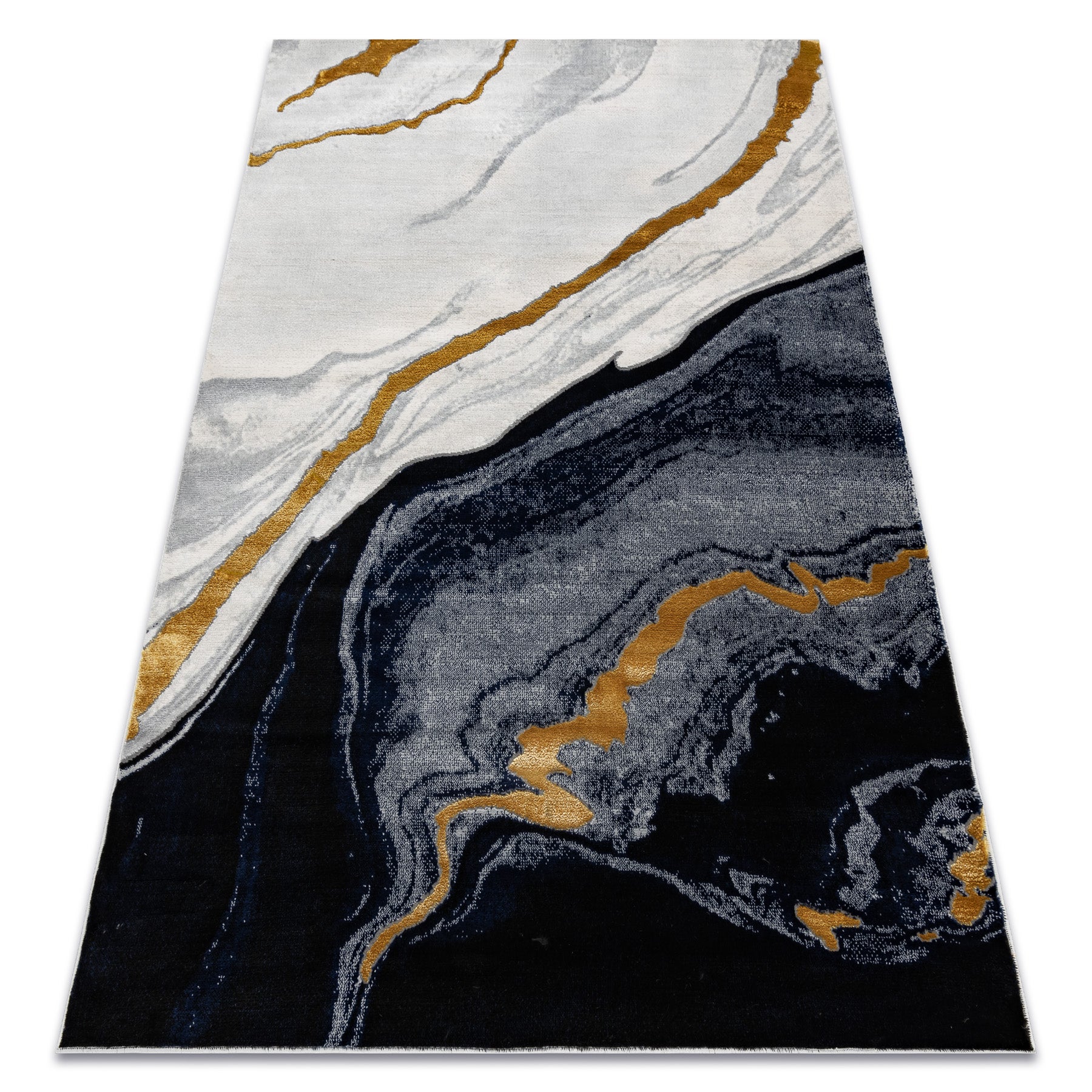 Dywan EMERALD ekskluzywny 1017 glamour, stylowy marmur granatowy / złoty 240x330 cm