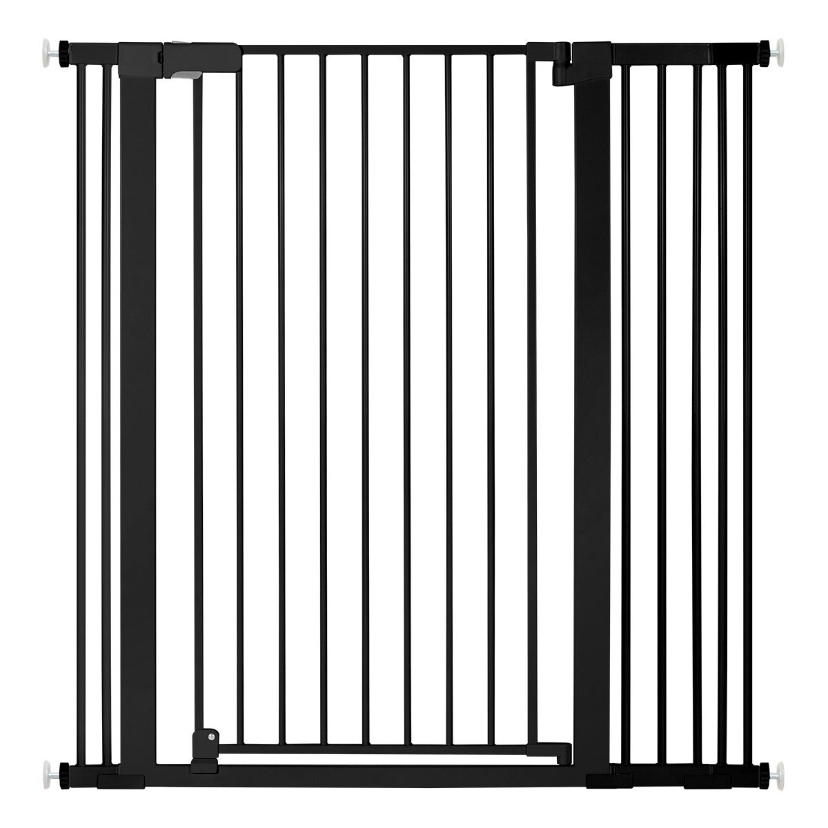 Barrera de seguridad retráctil para bebé (75 a 110 cm), barrera de seguridad escalera animales, cierre automático, sin taladro - negro