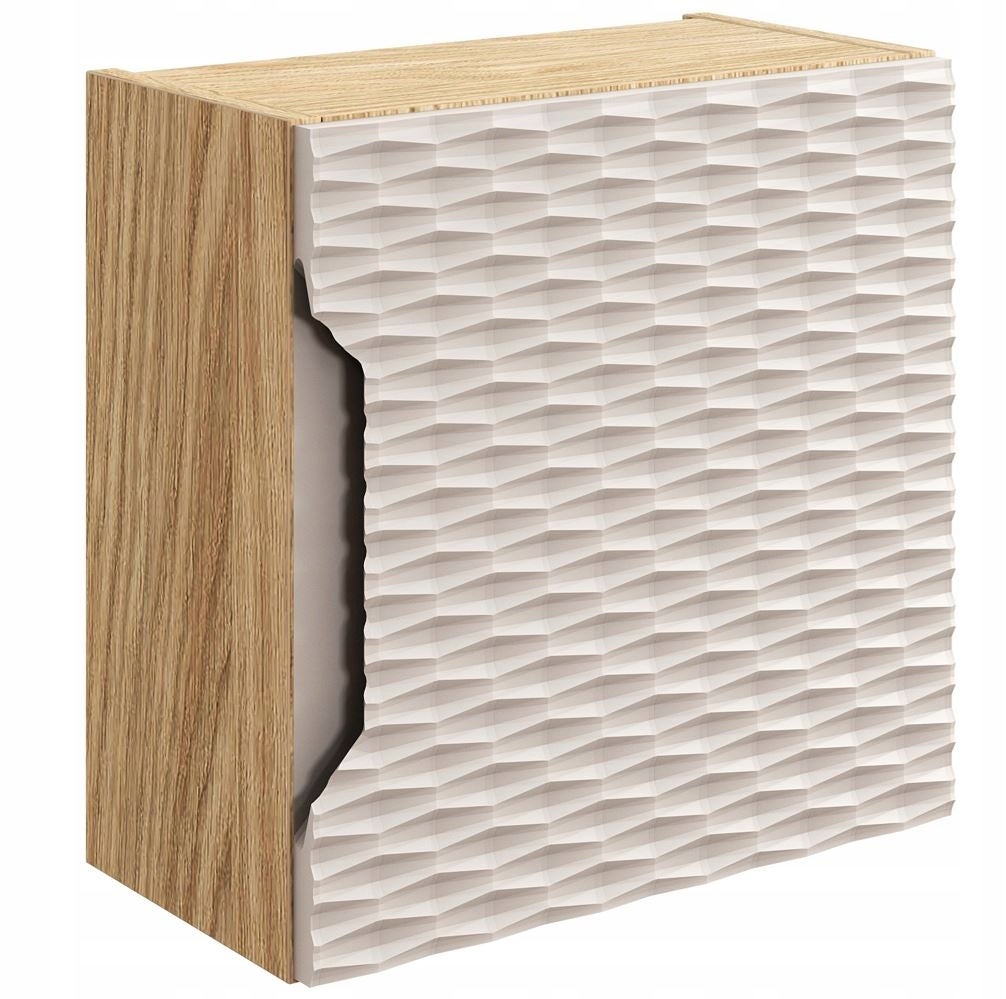 Szafka łazienkowa OCEAN 35 cm beżowa dąb olejowany front 3D MDF wisząca kwadratowa