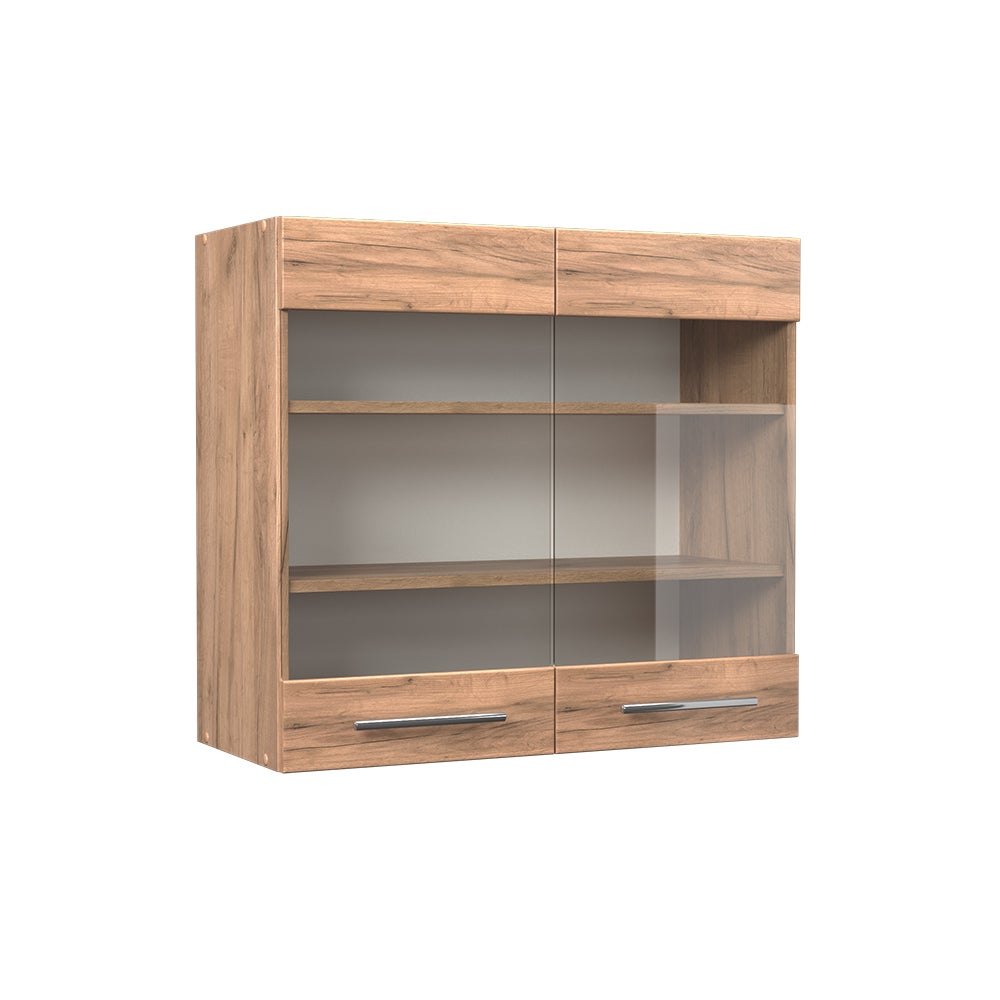 Meuble Haut Vitré De Cuisine Fame-Line Vicco - 80 Cm - Blanc Chêne - Moderne