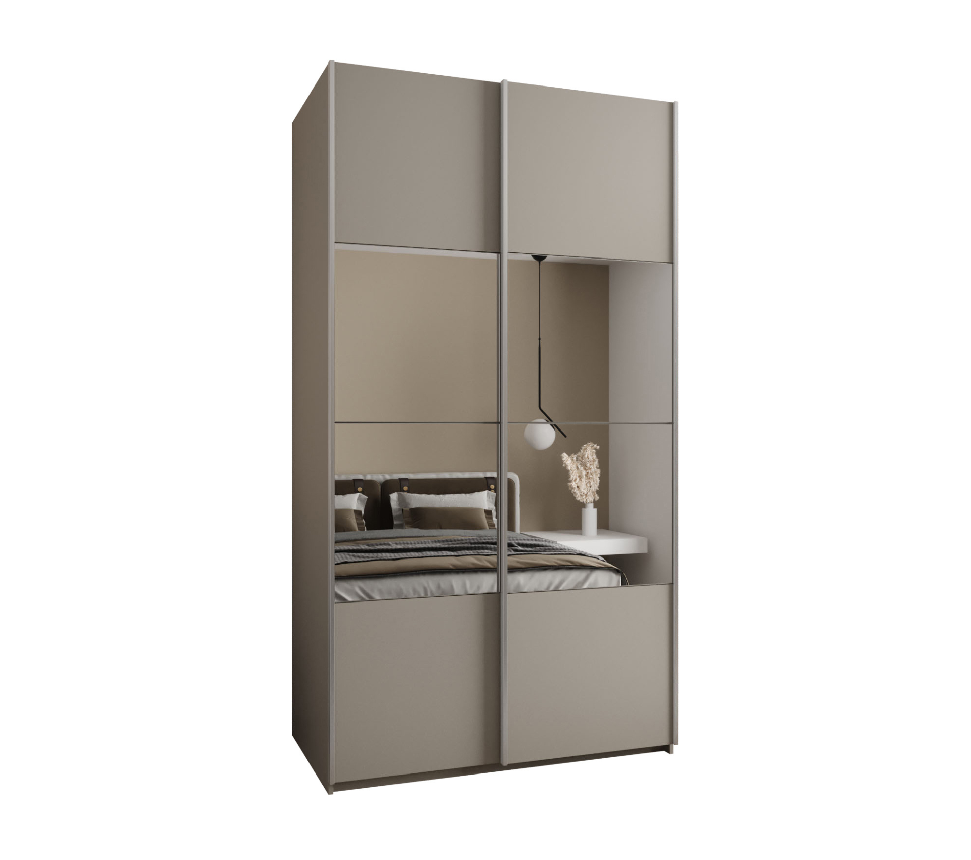 Szafa przesuwna wysoka Lux 4 140 x 64 x 245,5 cm kaszmir + kaszmir + u. srebrny - Abiks Meble
