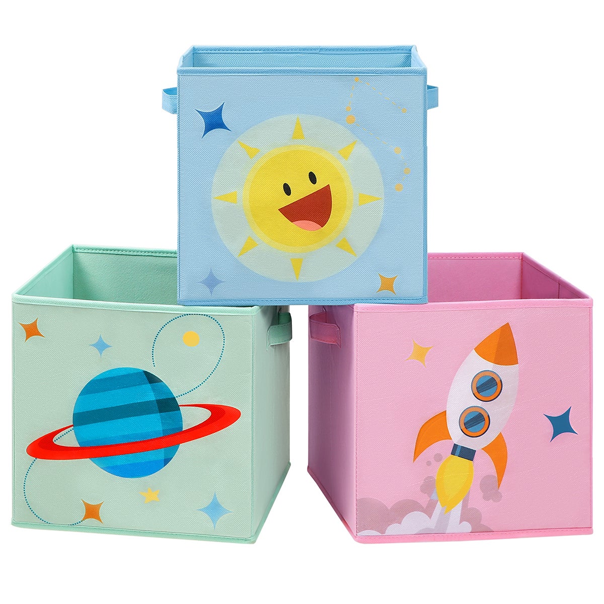 Songmics Cajas De Almacenaje, Juego De 3, Organizadoras De Juguetes, Para Habitación De Niños, Sala De Juegos, 30 X 30 X 30 Cm, Y Verde/Rosa , Leroy Merlin