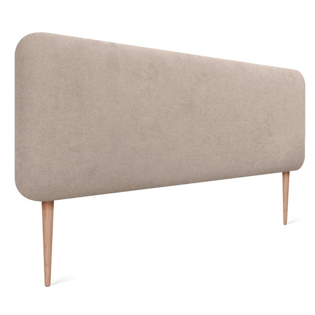 DHOME Tête de Lit Capitonnée Lisse Arrondie en Tissu avec Pieds pour Mur | Panneaux Acoustiques Absorbants Chambre (Beige, 160cm)