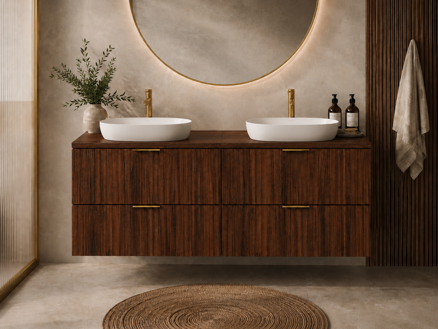 Meuble suspendu sous lavabo FLOW noyer foncé 120 cm - 2