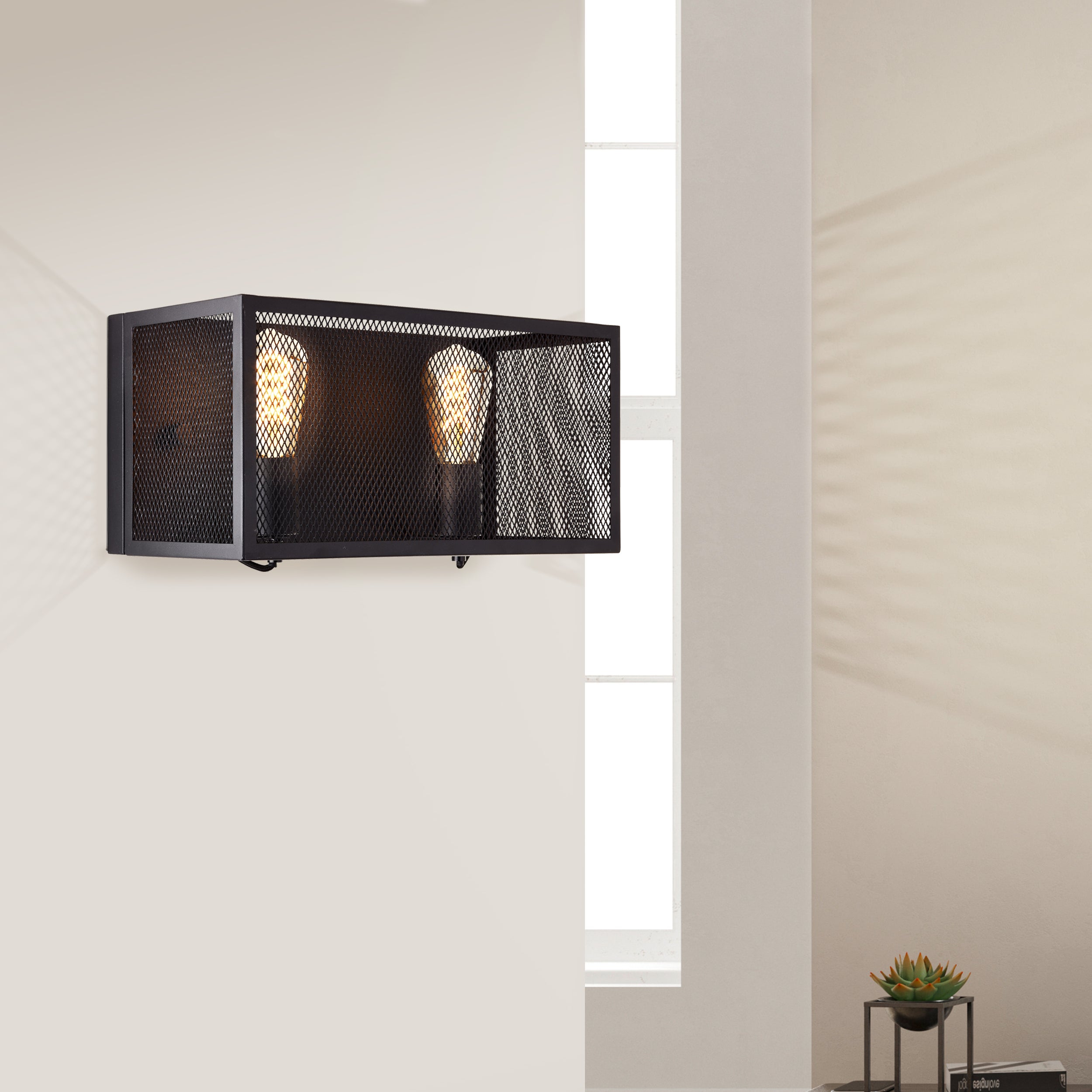 Brilliant lampa ścienna Maze z 2 źródłami światła czarny korundowy metal/czarny bambus 2x A60, E27, 40 W - 5