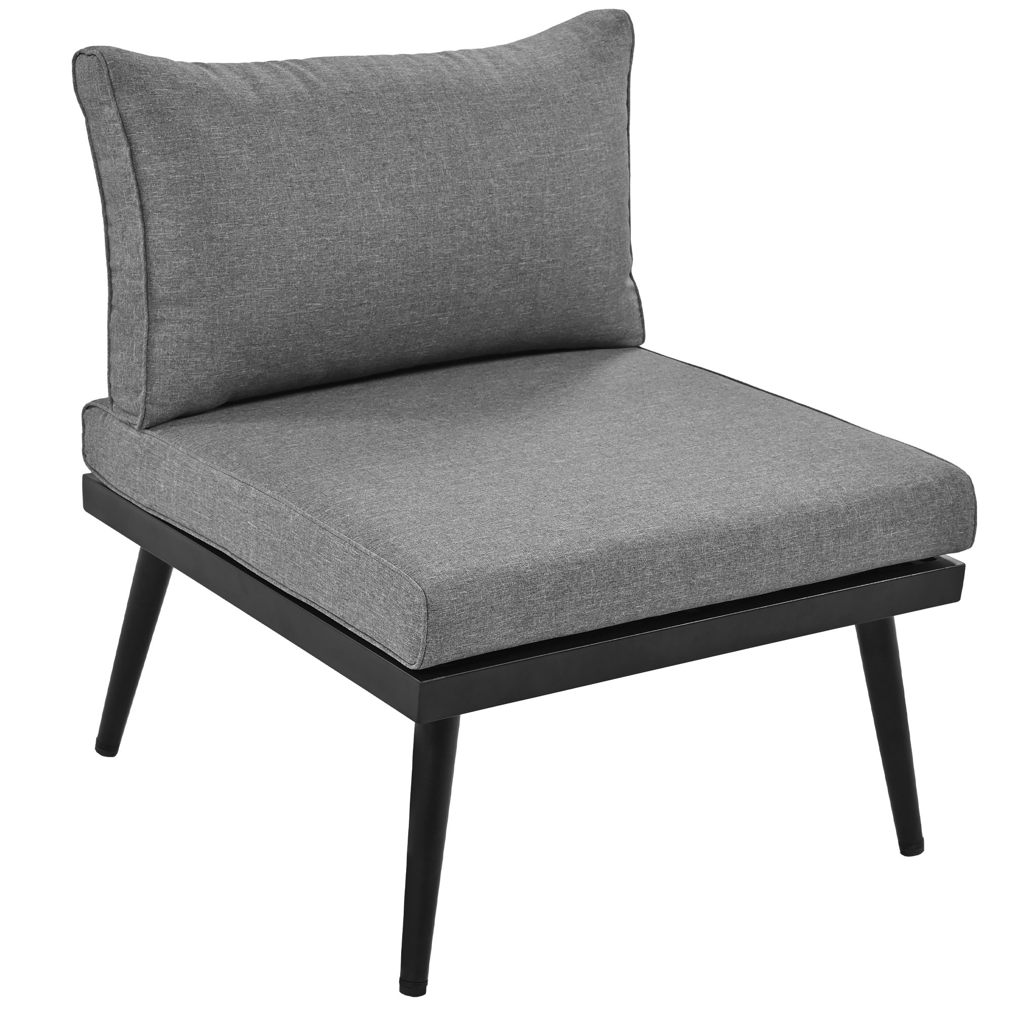 Conjunto de muebles de jardín modulares de 6 plazas - 2 sofás + 2 sillas + mesas de centro nido - gris antiguo + marrón - 7