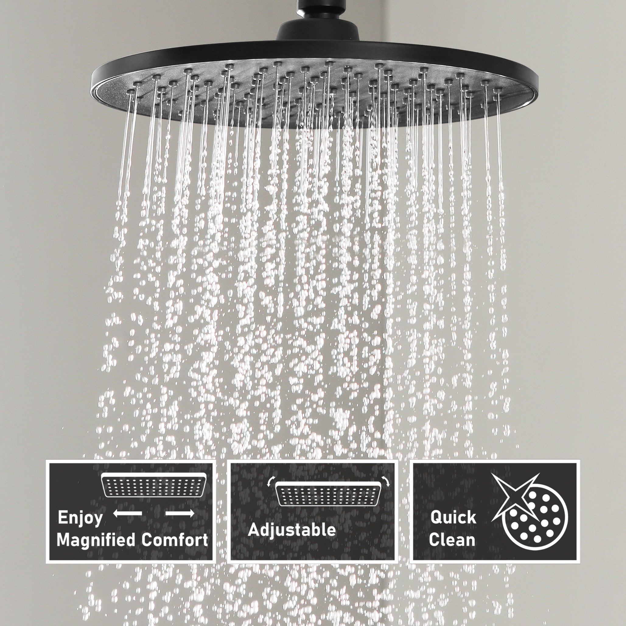 Colonne de douche thermostatique, Cecipa max Pomme 230mm+Douchette 2 jets, Noir,EU Modèle - 4