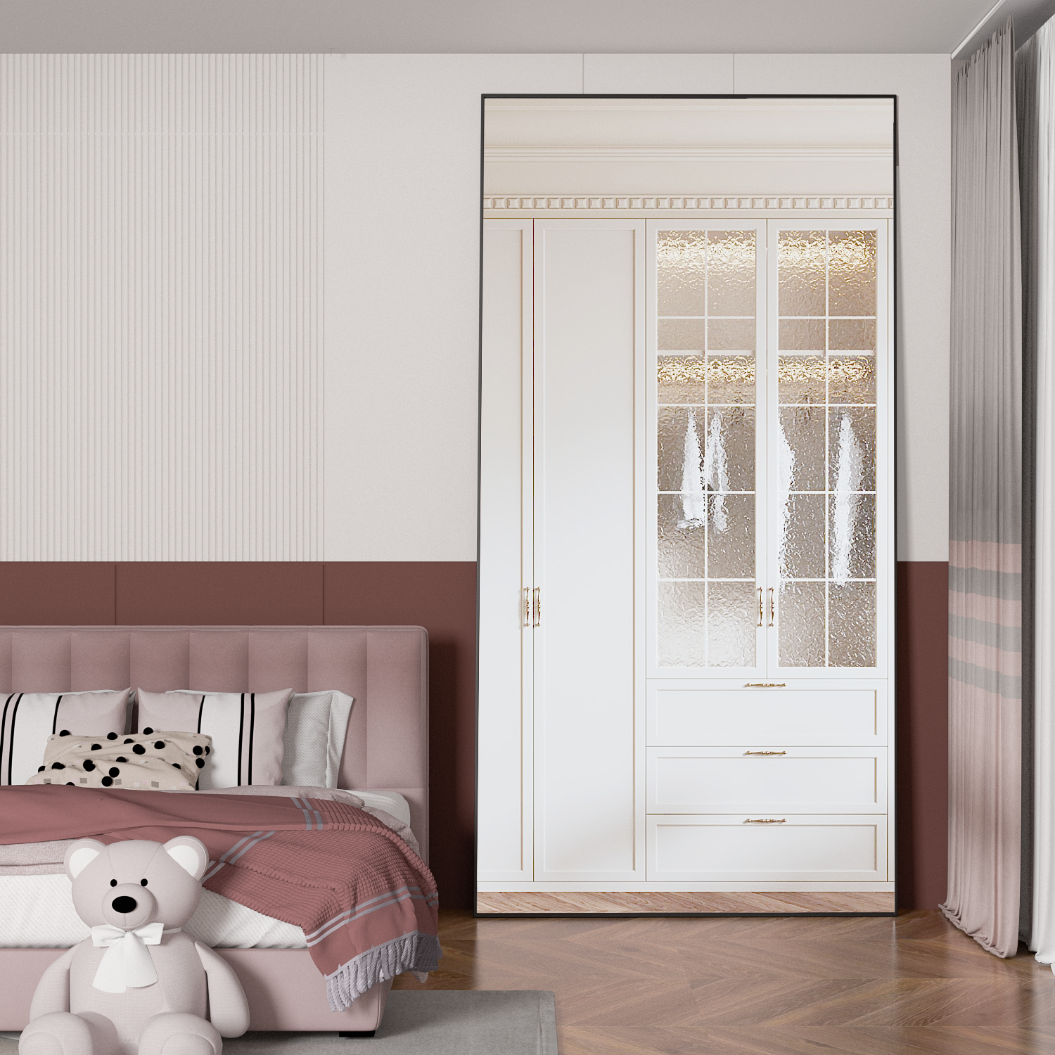 CASSILANDO Miroir corporel 198 x 96 cm, miroir sur pied rectangulaire extra large, cadre en alliage d'aluminium, support en U, couleur noire - 5