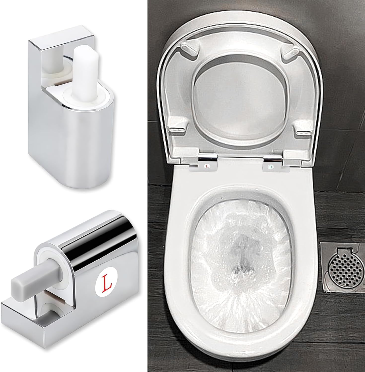 Blanc Fixation Abattant WC, Charnière Abattant WC 7 Pièces, Charnières De Siège De Toilette À Fermeture Douce, Moderne - 5