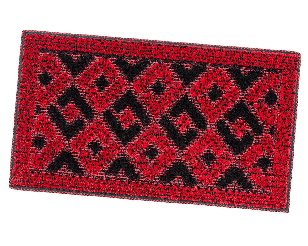 Felpudo polipropileno 50x80 cm goma antideslizante entrada casa tejido suave absorbente rectangular rombos rojo