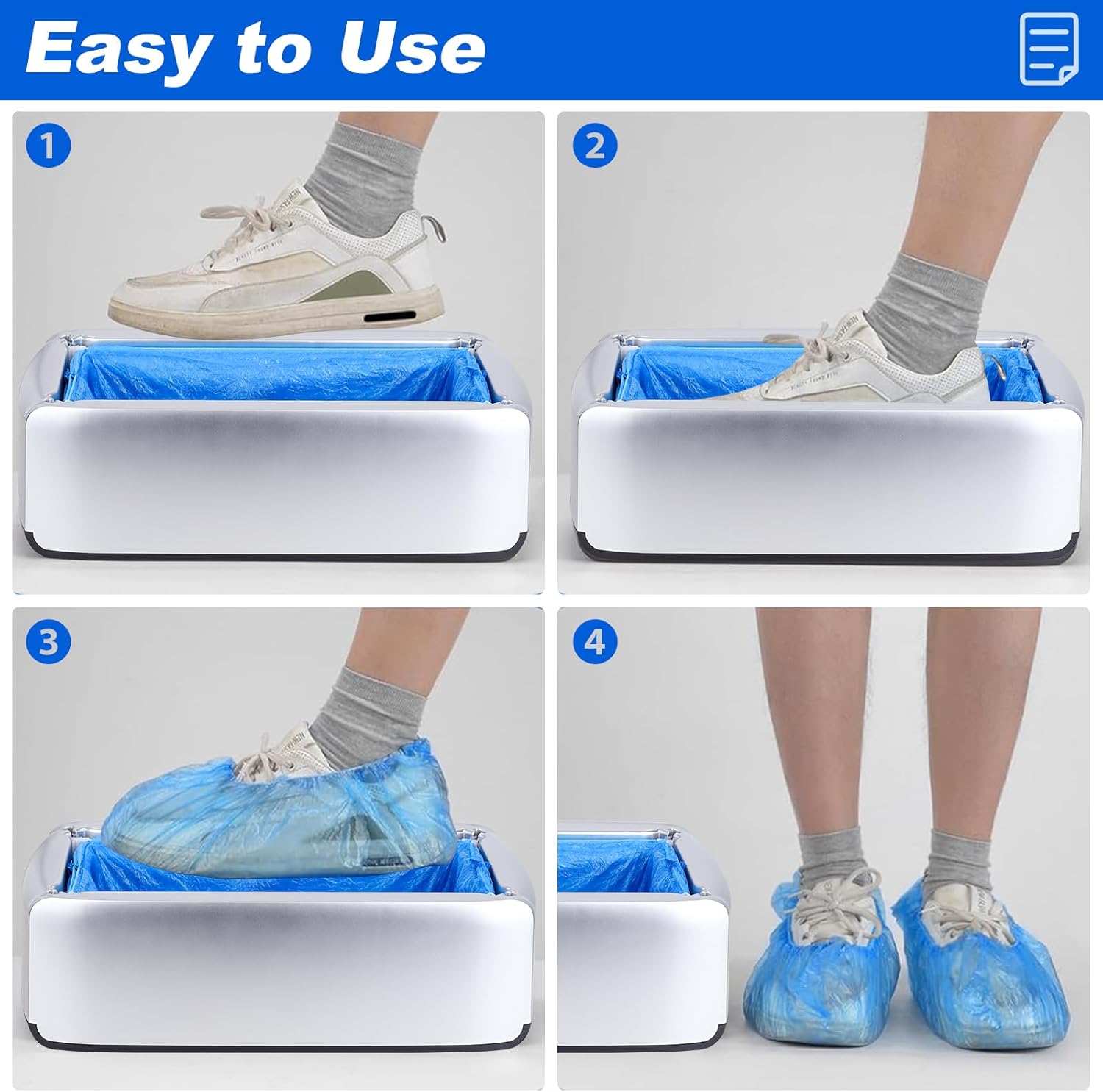 Distributeur de Couvre-chaussures Automatique avec 100 Couvercles Jetables, Accessoire Pratique pour Bureau et Usine (Argenté) - 5