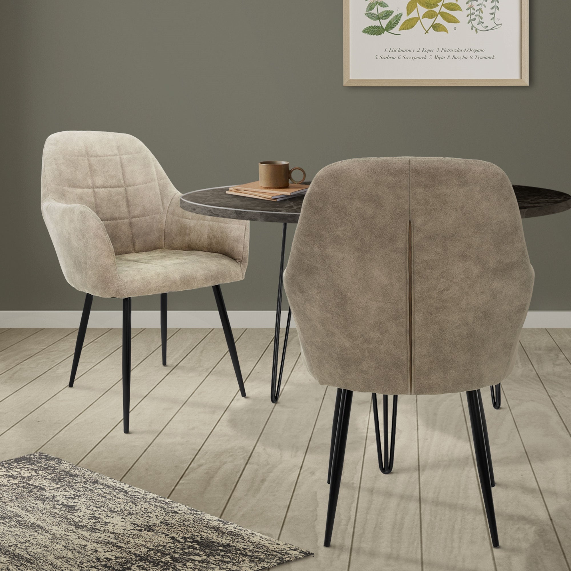 Zestaw 2 krzeseł do jadalni do salonu Designerskie krzesło do jadalni z imitacji skóry Olive