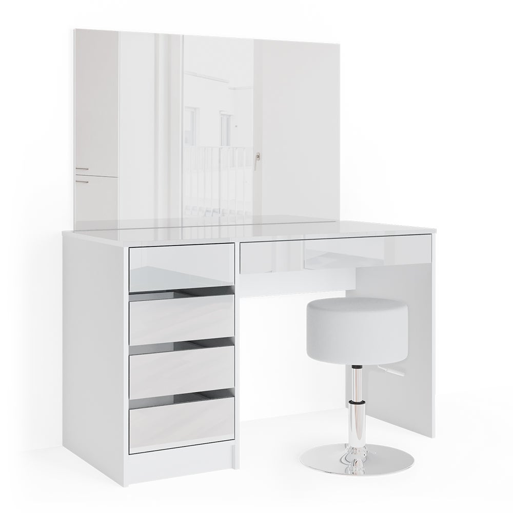 Vicco Stół o jamierze Sherry, Biały, 120 cm z taboretem