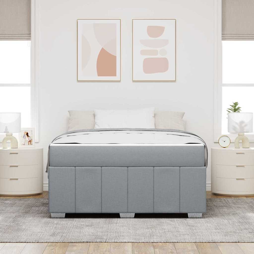 Cadre de lit avec matelas en tissu gris clair pour la chambre, 160 × 200 cm - 3